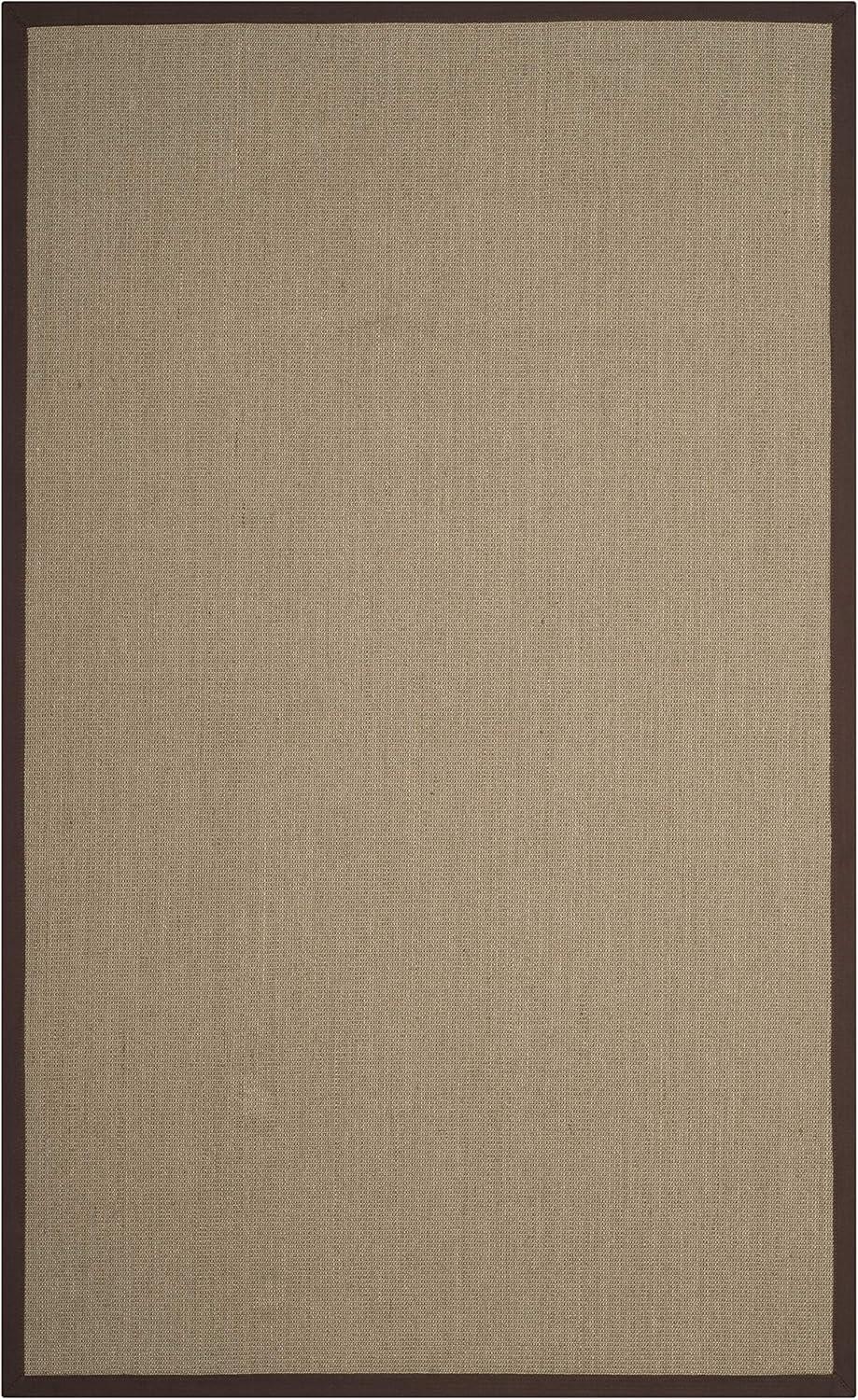 Sage and Brown Sisal Area Rug with Border, 5' x 8'