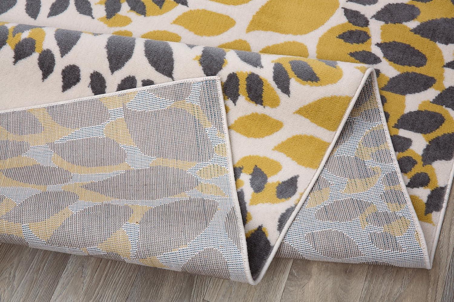 World Rug Gallery Modern Floral Circles Yellow 6'6" x 9' Area Rug