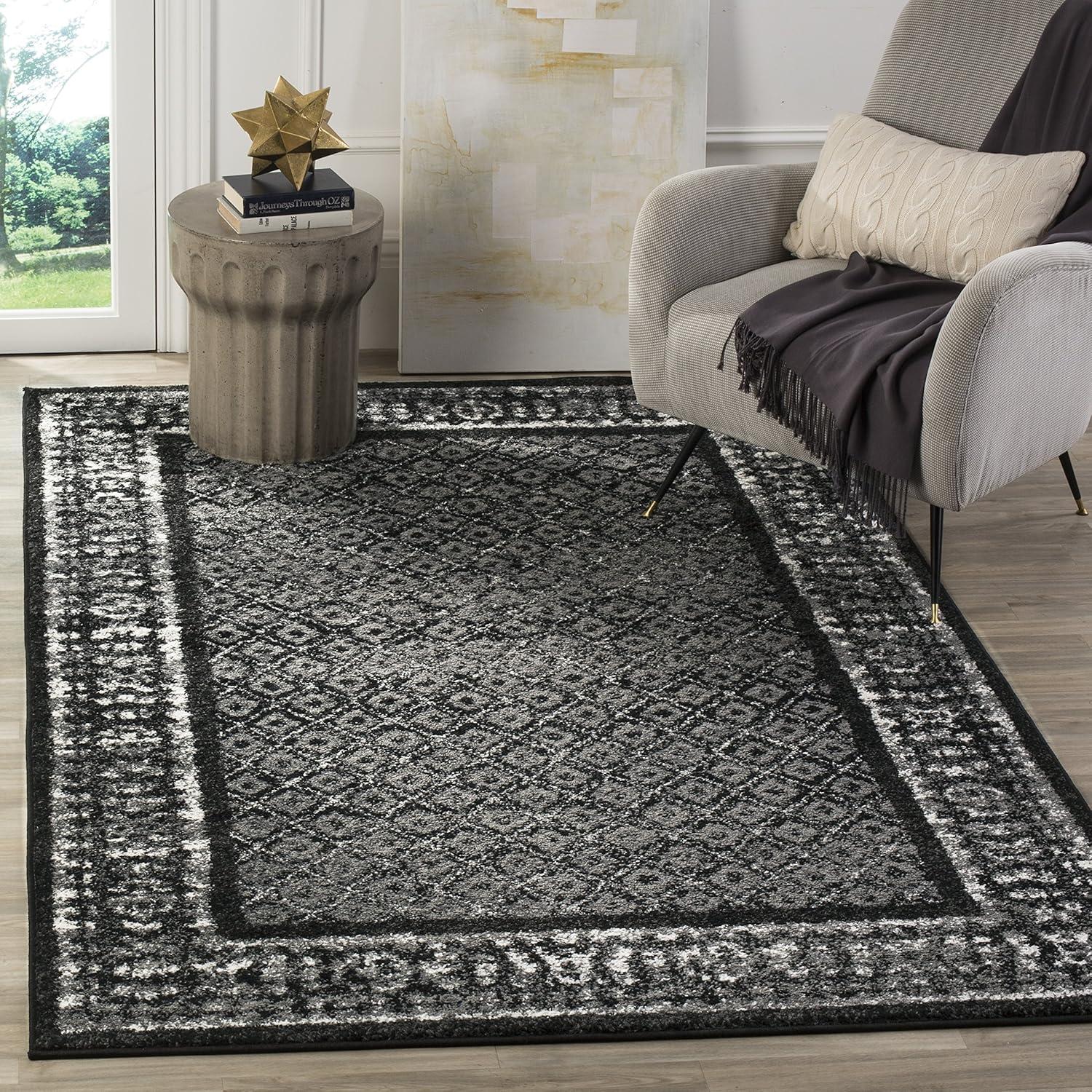 Adirondack ADR110 Machine Made Indoor Area Rug - Black/Silver - 6'x9' - Safavieh