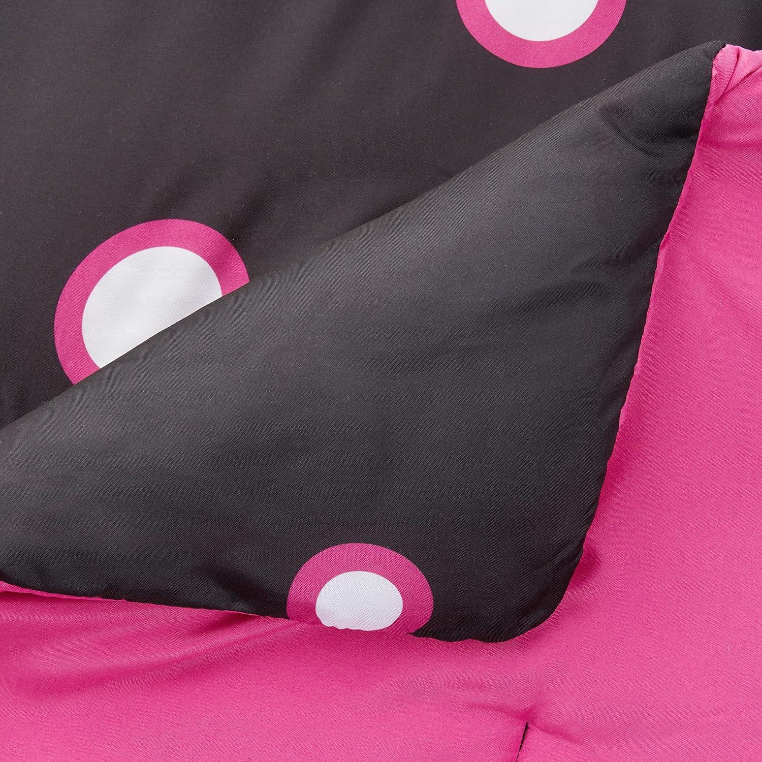 VCNY Home Kids' Sophie 8-Piece Black/Pink Polka Dot Polyester Bed in a Bag, Twin, Girls
