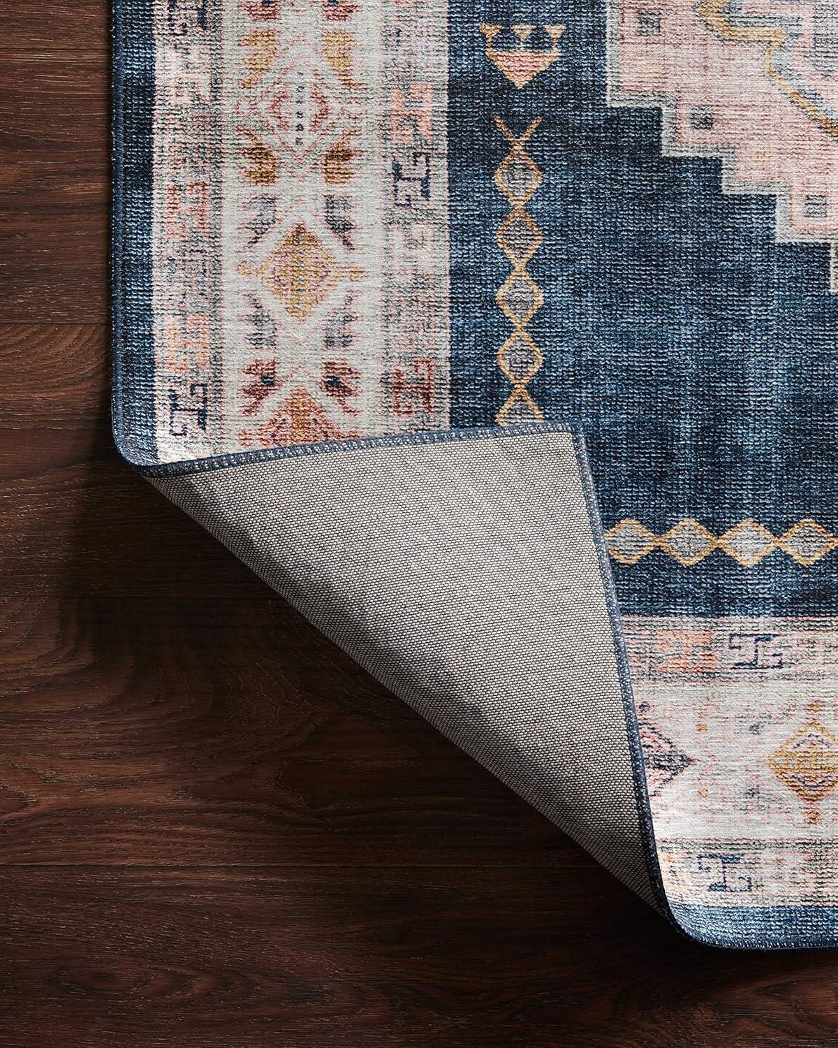 Loloi II Heidi Collection HEI-03 Denim / Blush, Southwestern Area Rug 3'-6" x 5'-6"