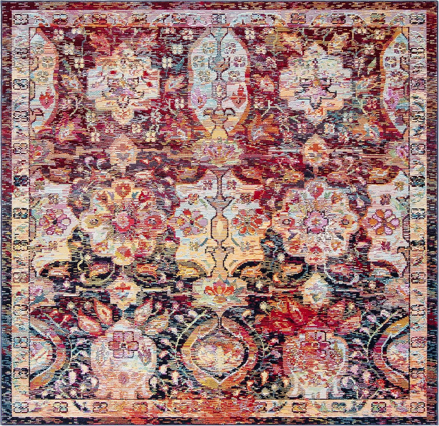 Crystal CRS505 Power Loomed Area Rug - Navy/Orange - 6'7"x9'2" - Safavieh.