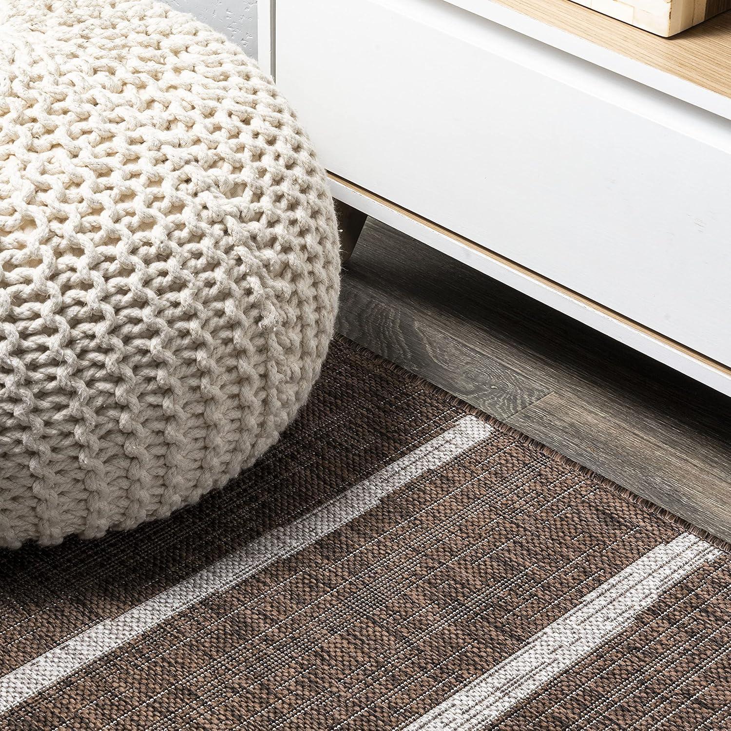 3'x5' Colonia Berber Stripe Indoor/Outdoor Area Rug, Brown/Beige - JONATHAN Y