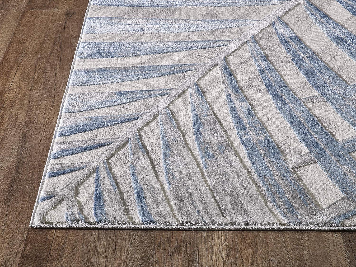 Abani Nova Collection Area Rug Mid Century Modern Bedroom Living Room Decor Floor Rug 5 x 8 Grey Blue