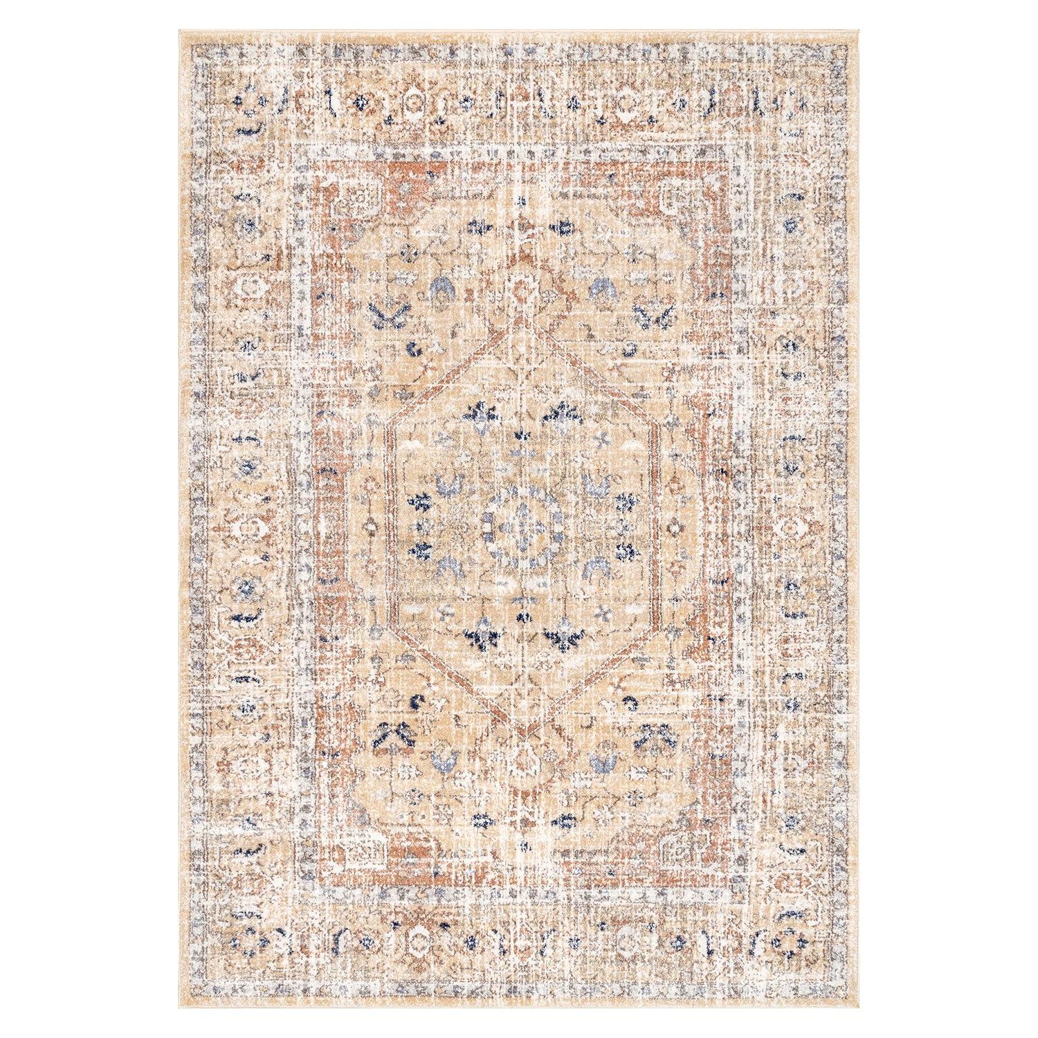 Nuloom Jacquie Oriental/Persian 4x6 Indoor Area Rug for Living Room Bedroom Dining Room Kitchen, Gold/Ivory