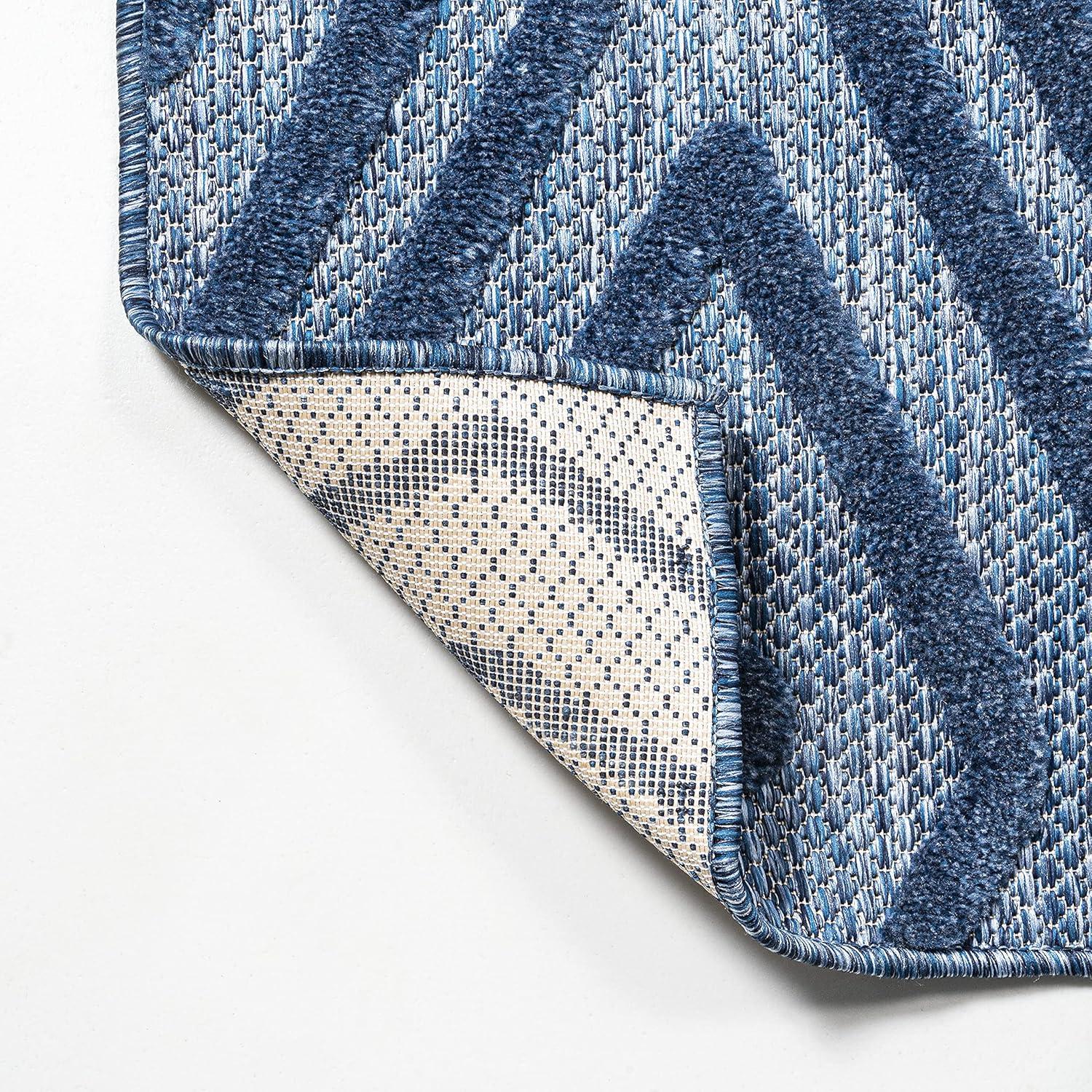 5'x8' Balansat Moroccan Diamond Indoor/Outdoor Area Rug, Navy - JONATHAN Y