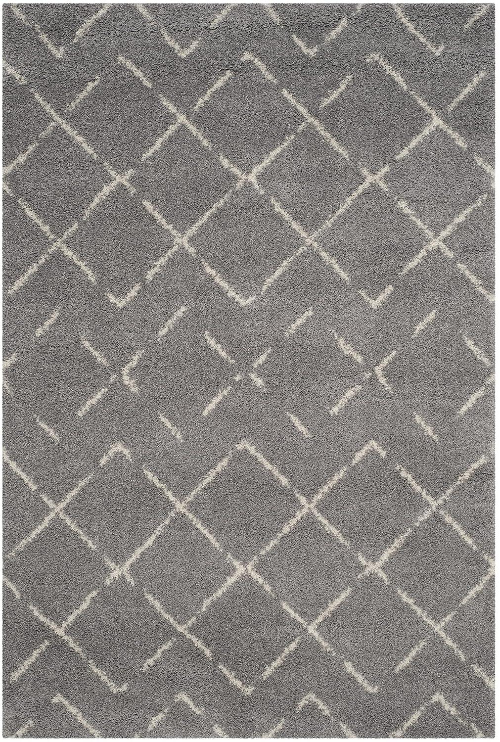 Arizona Shag ASG743 Power Loomed Indoor Area Rug - Grey/Ivory - 4'x6' - Safavieh