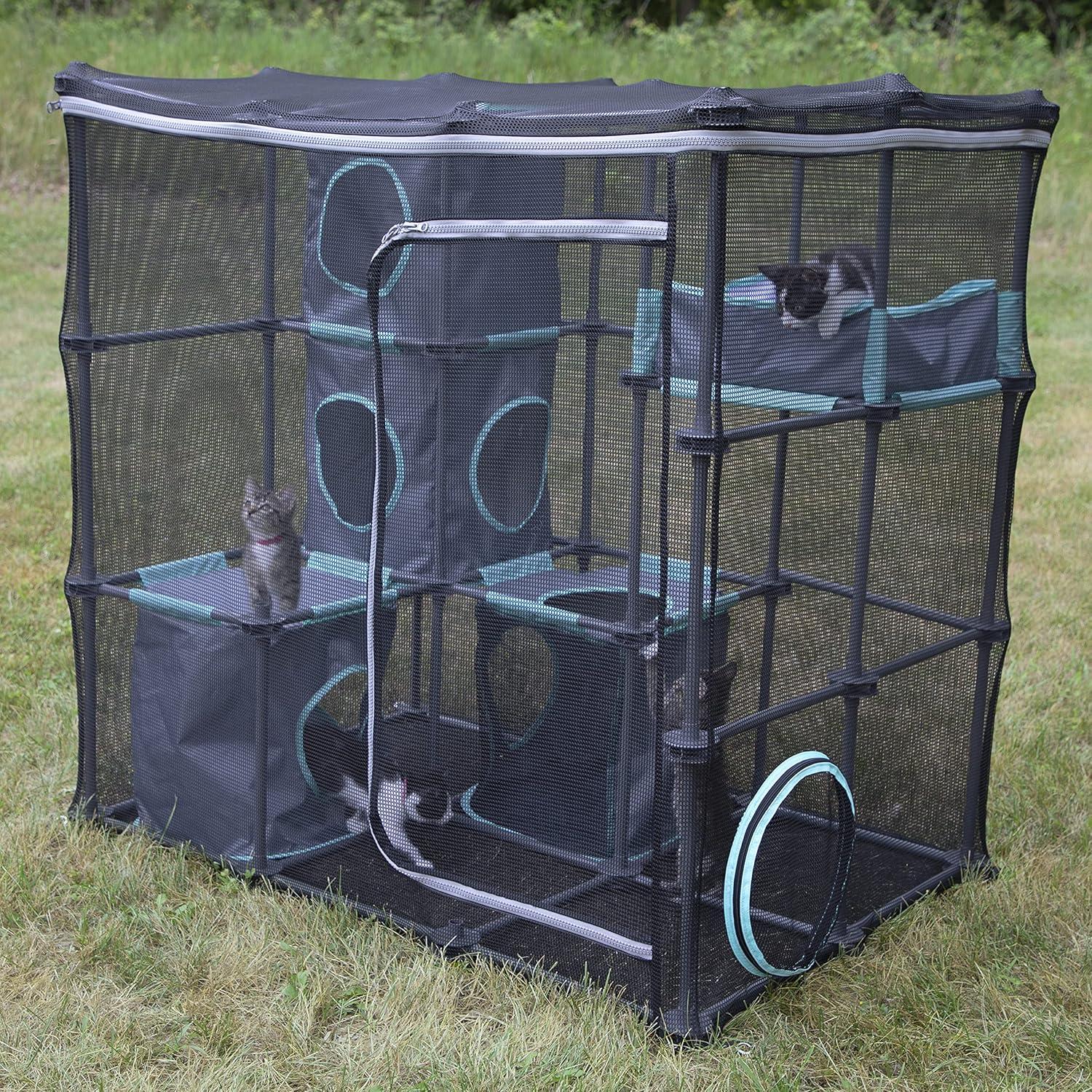 Kitty City, Cat Furniture, Durable Mesh Outdoor Cat Mega Kit, Black, O/S