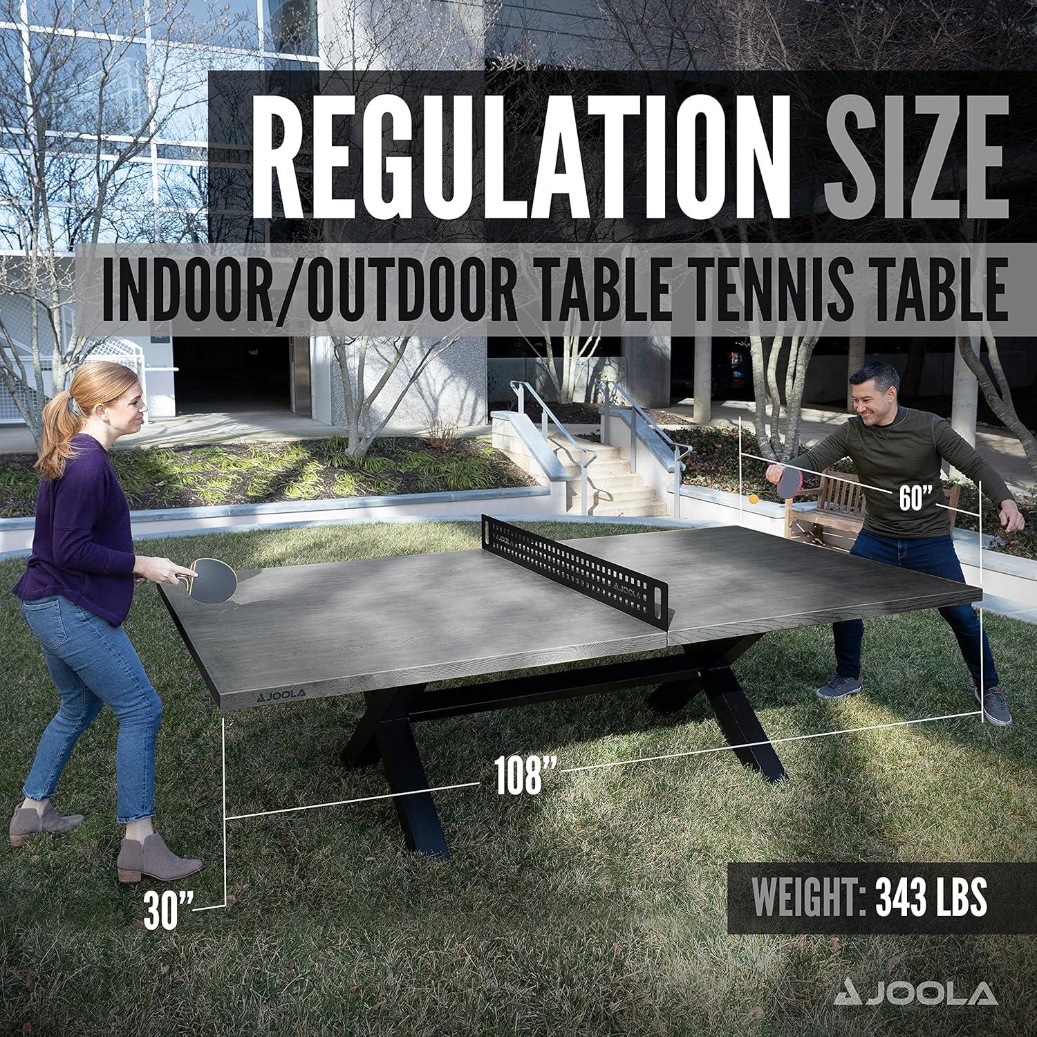 Gray Wood and Steel Outdoor Table Tennis Table with Net