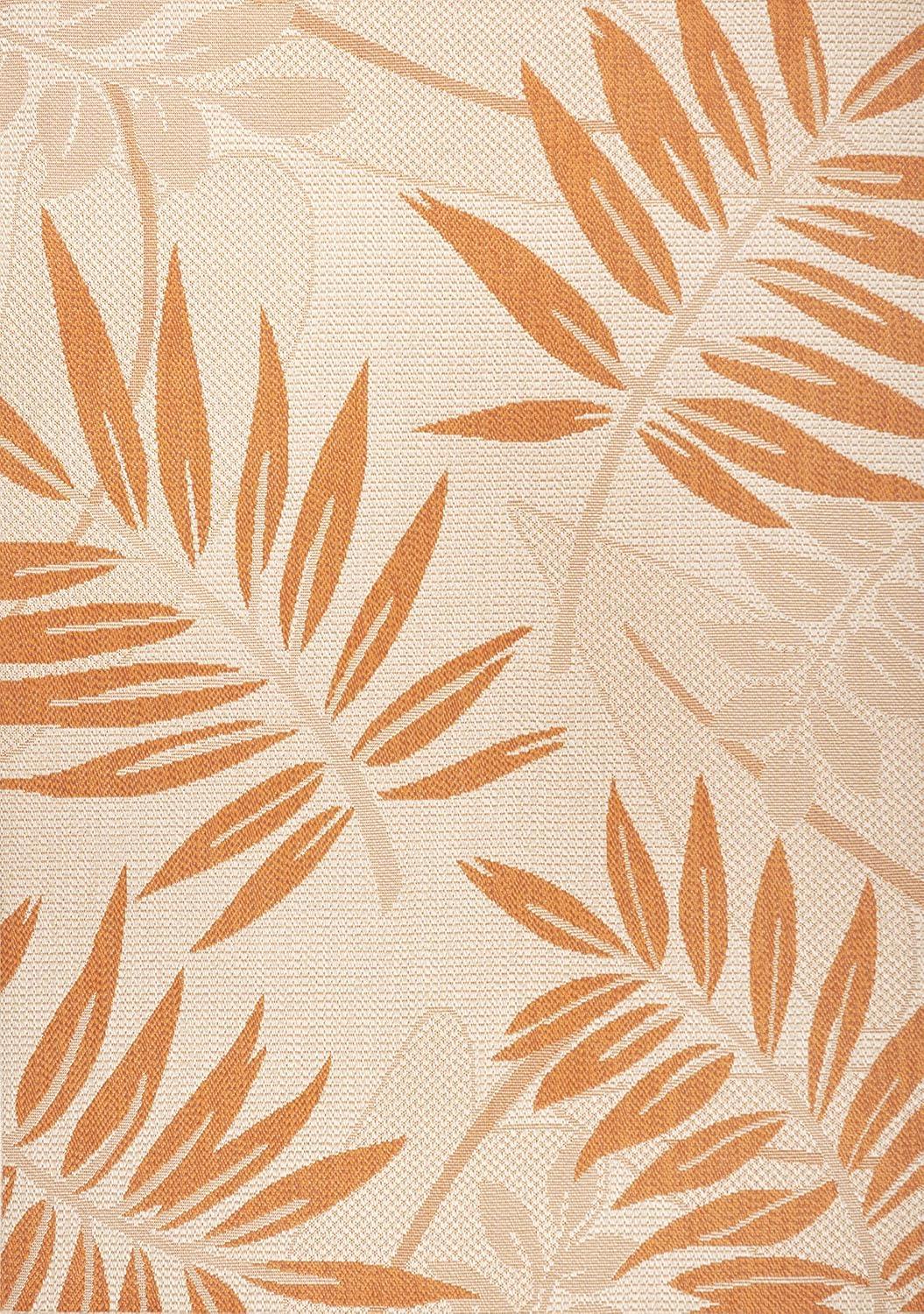 5' x 8' Havana Tropical Palm Leaf Indoor/Outdoor Area Rug, Cream/Orange - JONATHAN Y