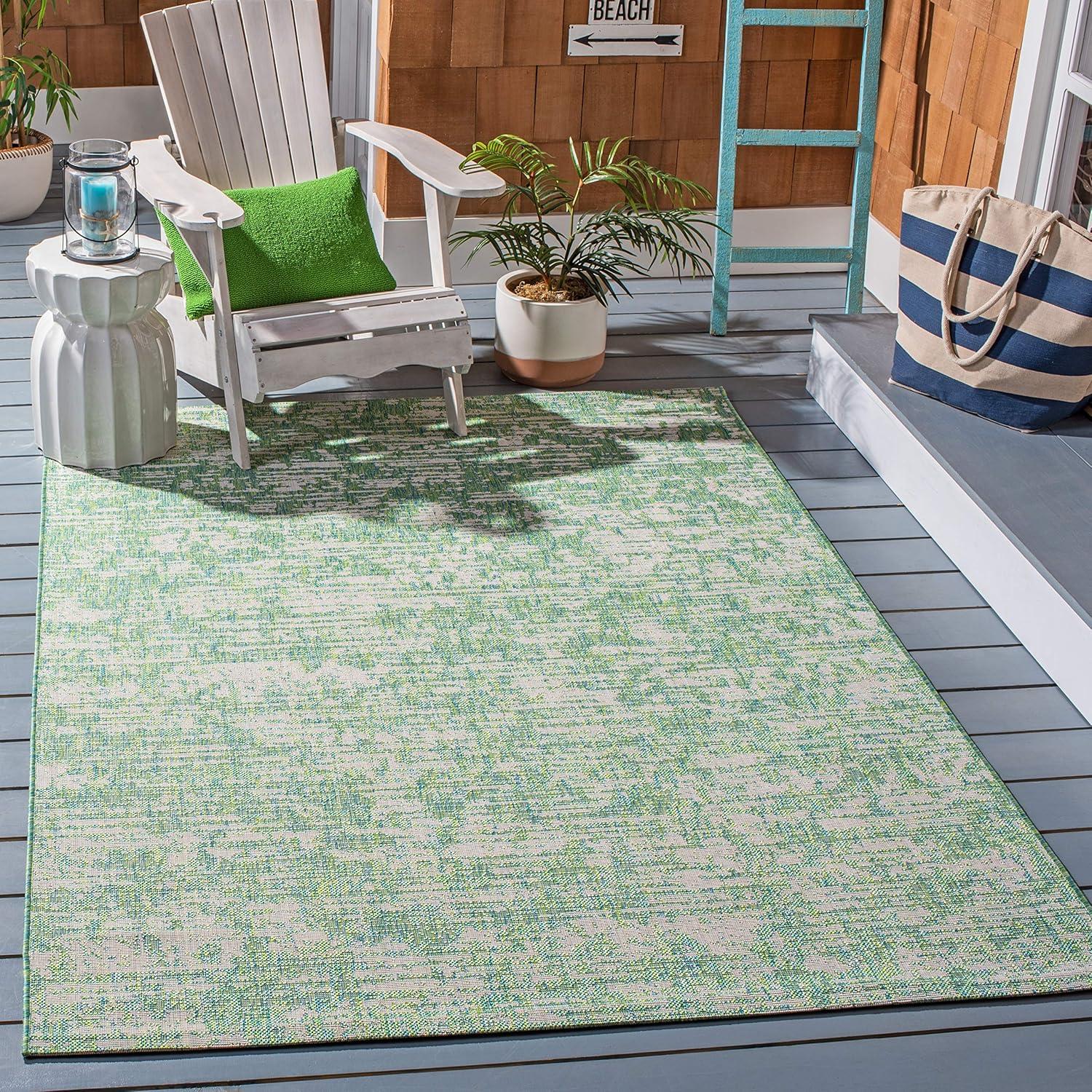 Courtyard CY8452 Power Loomed Indoor and Outdoor Area Rug - Green Blue/Ivory - 8'x10' - Safavieh