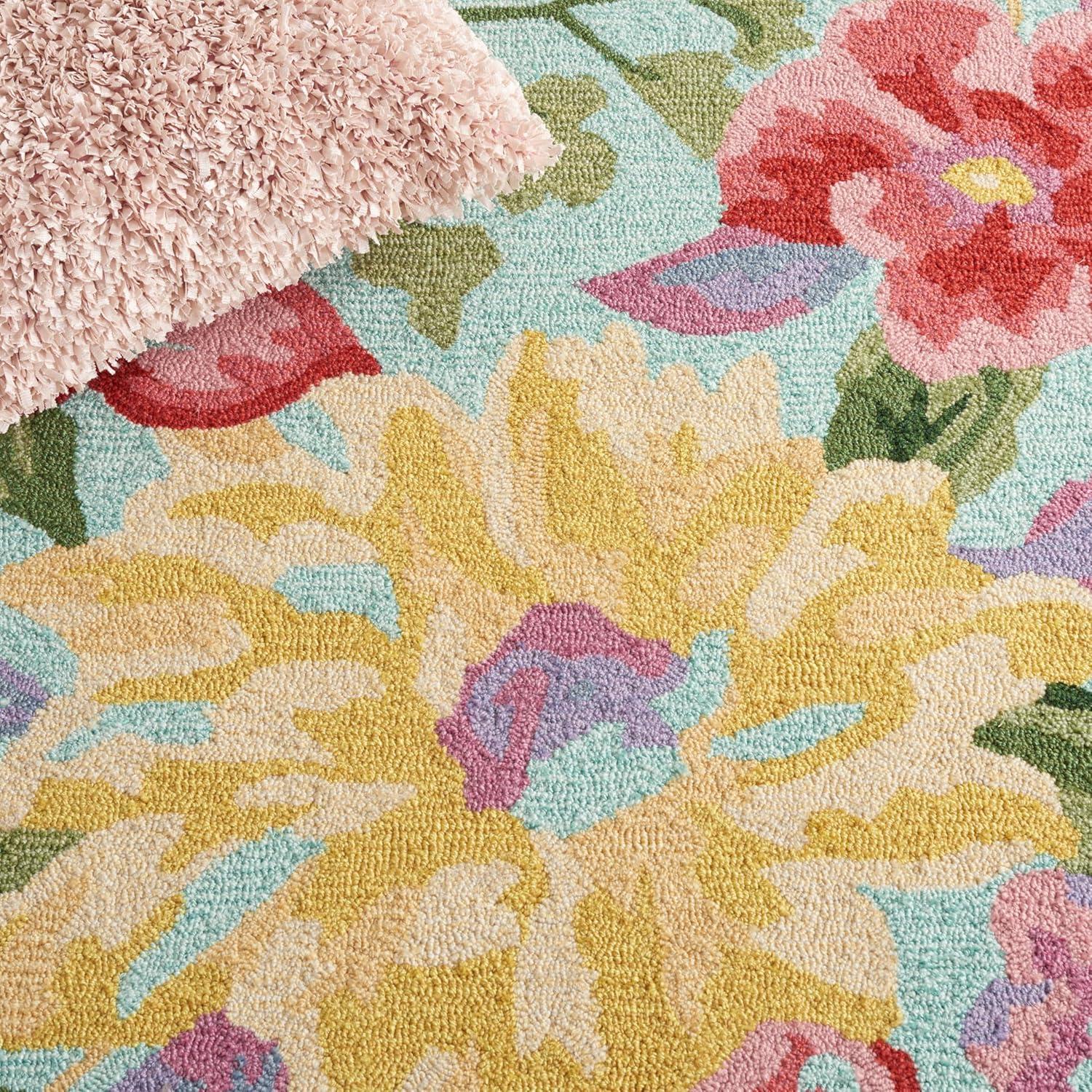 SAFAVIEH Easy Care Alan Floral Area Rug, Blue/Pink, 4' x 6'