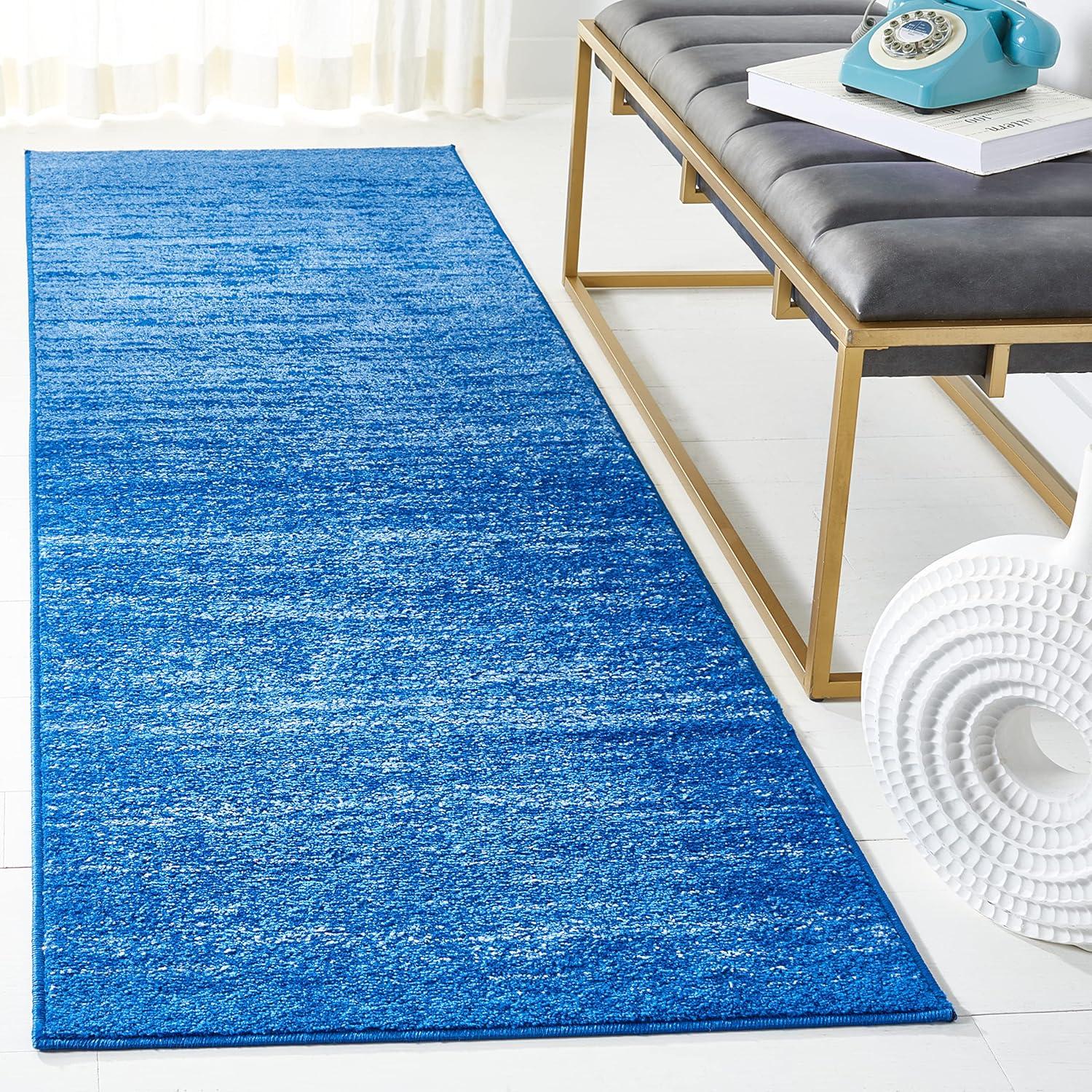 Adirondack ADR113 Machine Made Indoor Runner - Light Blue/Dark Blue - 2'-6"x12' - Safavieh