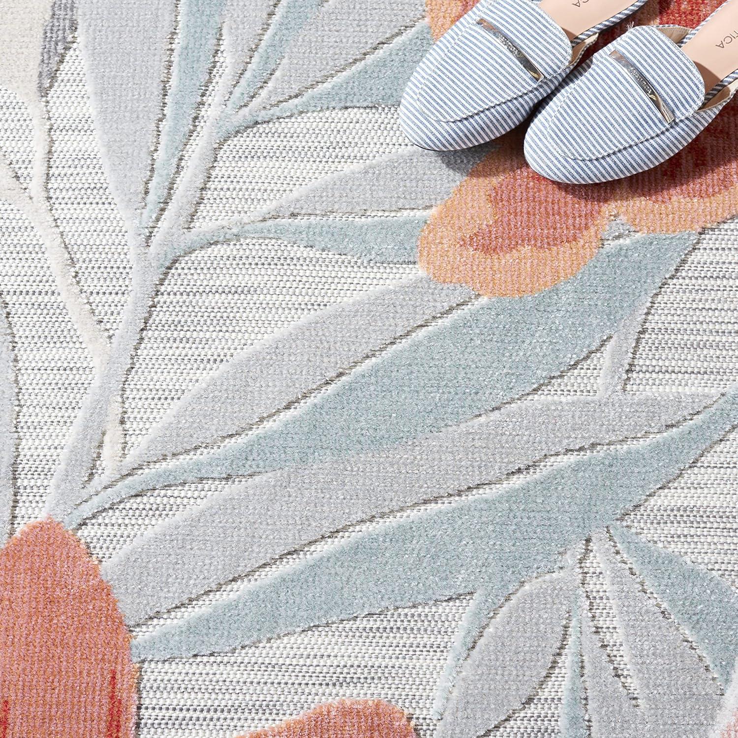 Cabana CBN454 Power Loomed UV Resistant Indoor/Outdoor Area Rug - Grey/Rust - 5'1"x7'6" - Safavieh