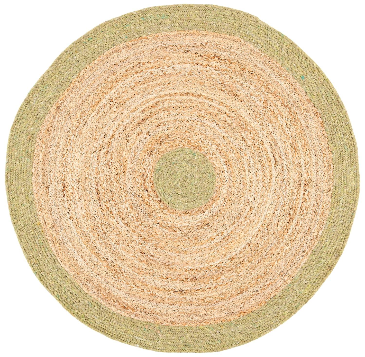 Braided BRD910 Hand Woven Indoor Accent Rug - Green/Natural - 3' Round - Safavieh