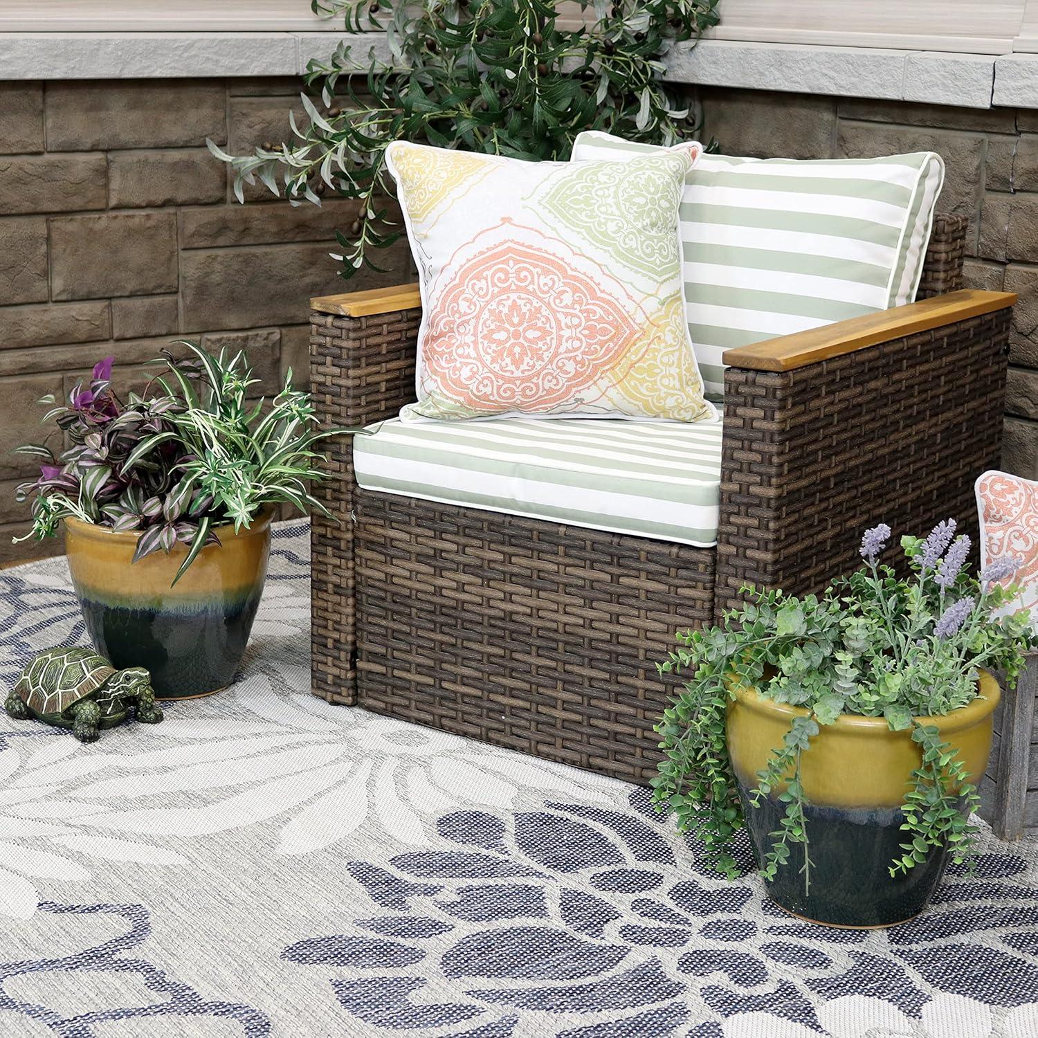 Sunnydaze Studio Outdoor/Indoor High-Fired Glazed UV- and Frost-Resistant Ceramic Planters with Drainage Holes - 11" Diameter - Seafoam - 2-Pack