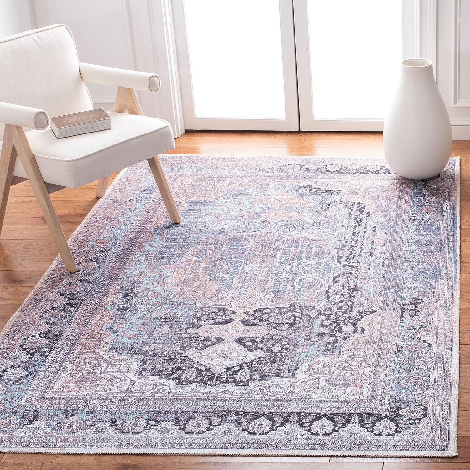 Elysian 9' x 12' Off-White and Light Blue Hand-Knotted Area Rug