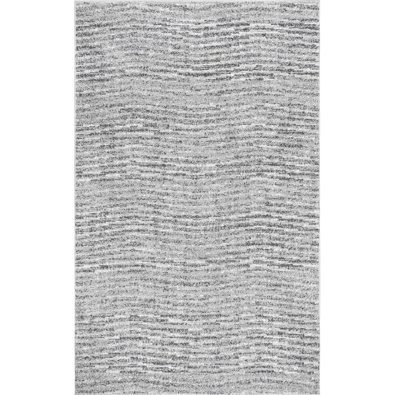 5'x8' Sherill Ripple Modern Abstract Living Room or Bedroom Area Rug Gray - nuLOOM: Stain-Resistant, Low Pile, Indoor Use