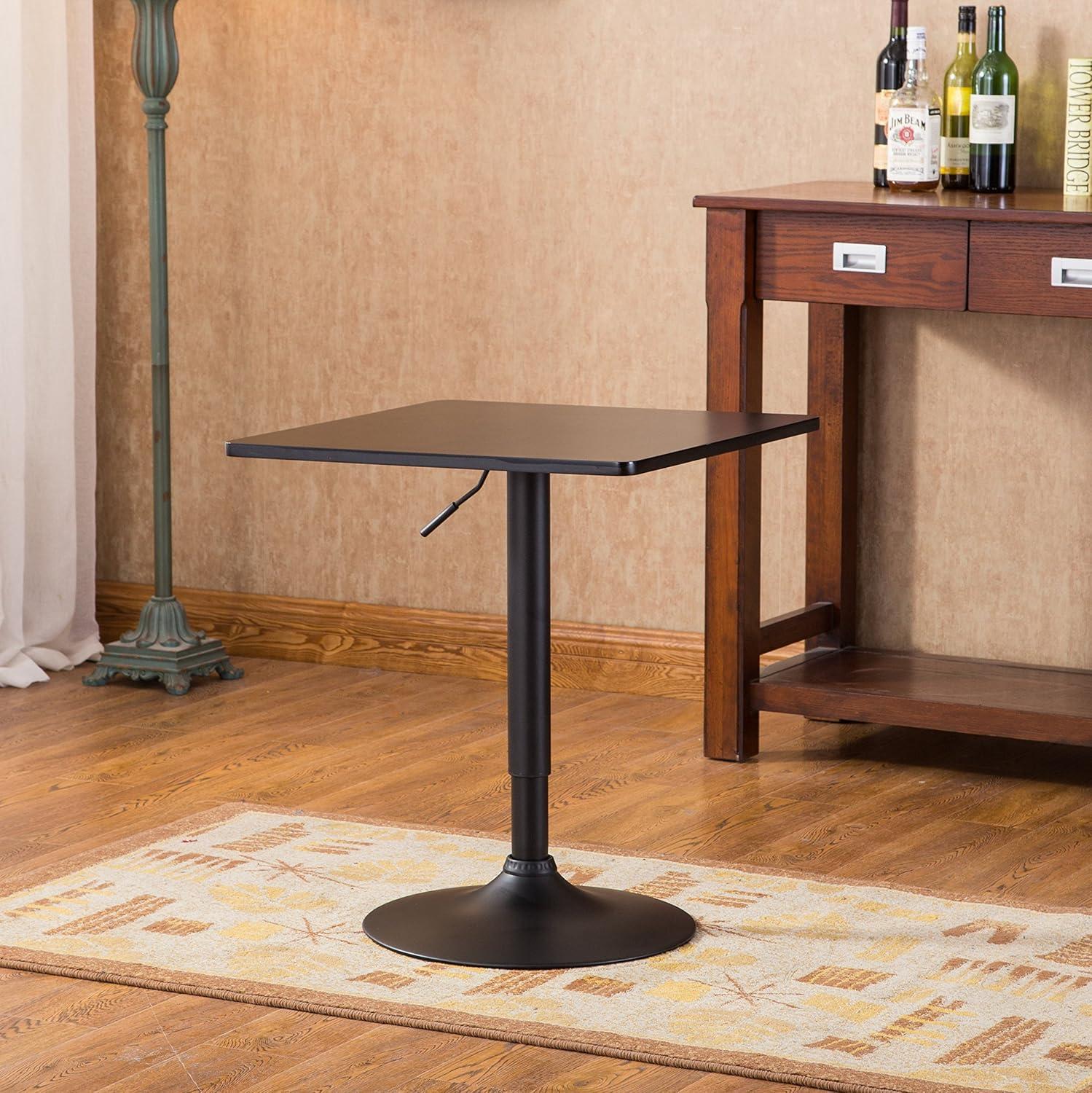 Roundhill Furniture Belham Black Square Adjustable Metal Base Bar Table