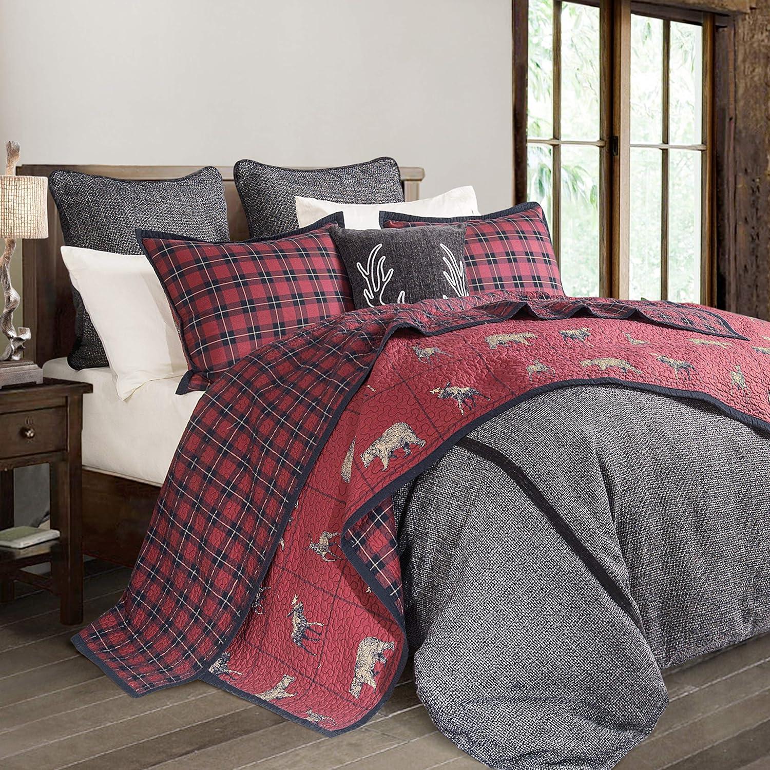 Hamilton Gray Chenille Traditional Modern Rustic 4 Piece Comforter Set