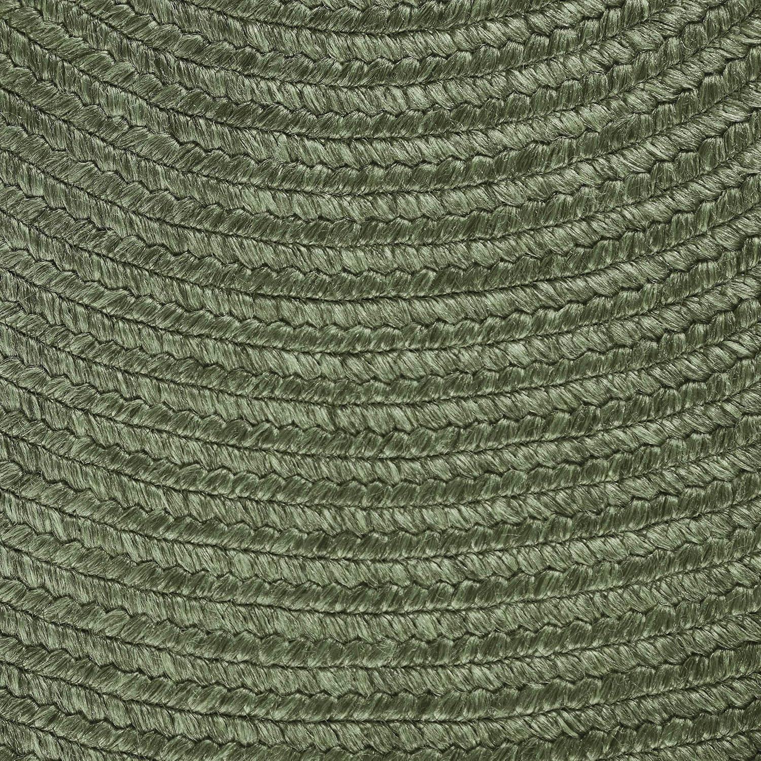 Green Braided Oval Synthetic Area Rug 5' x 8' - Easy Care & Reversible