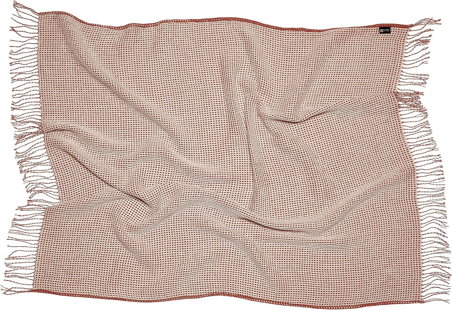 Classic Accessories Indoor/Outdoor Reversible Throw Blanket, 66 x 59 Inch, Spice