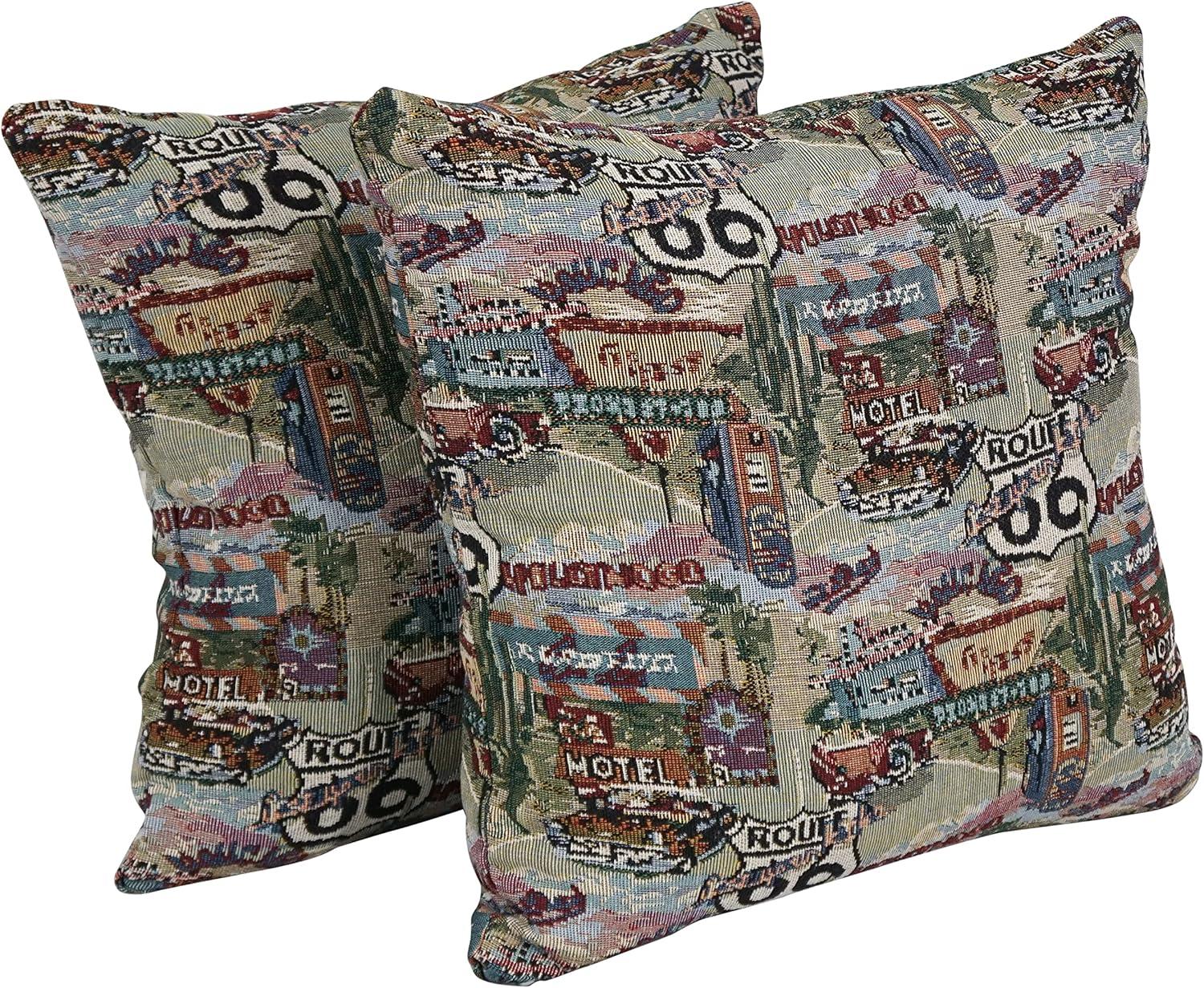 Route 66 Tapestry Throw Pillows Set of 2