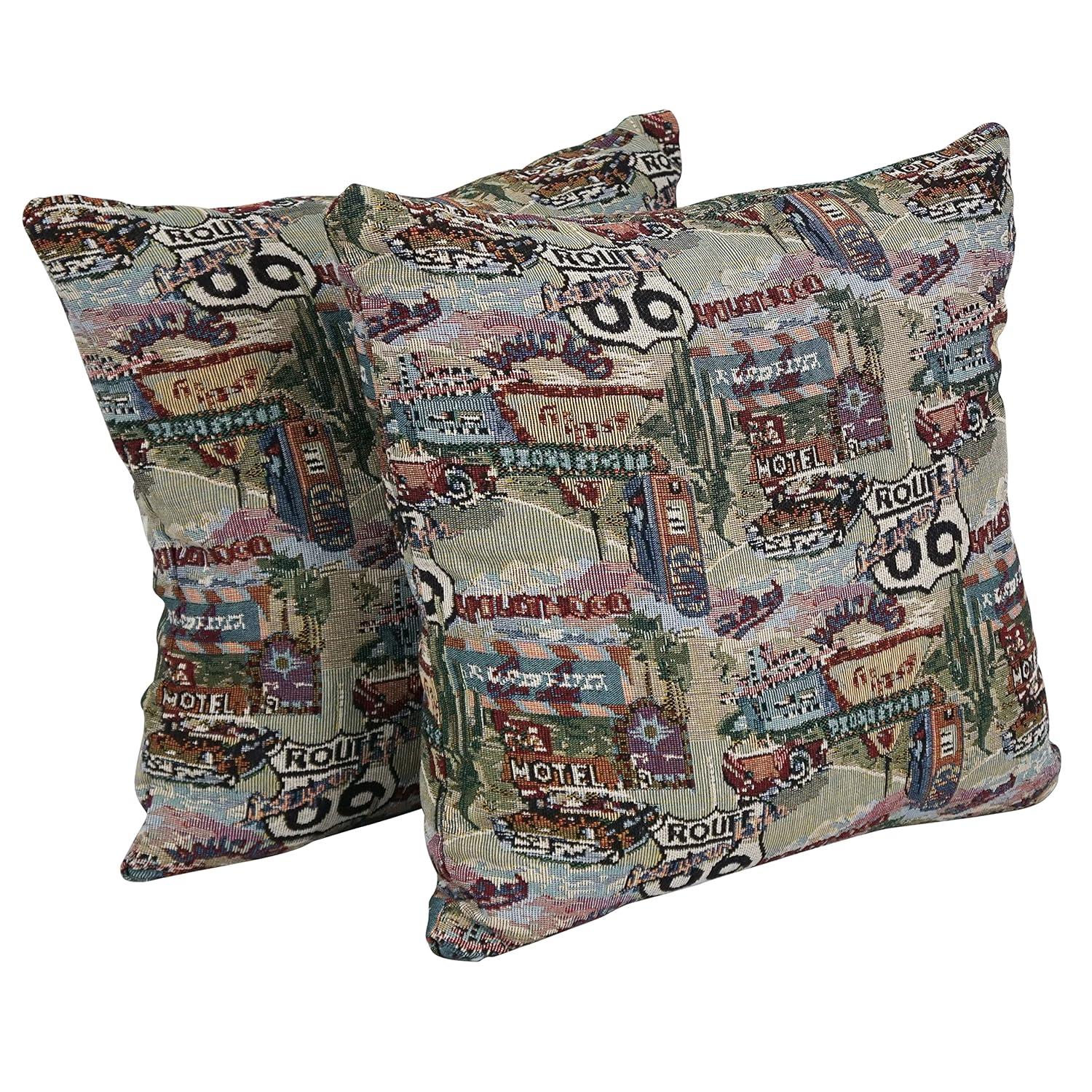 Route 66 Tapestry Throw Pillows Set of 2
