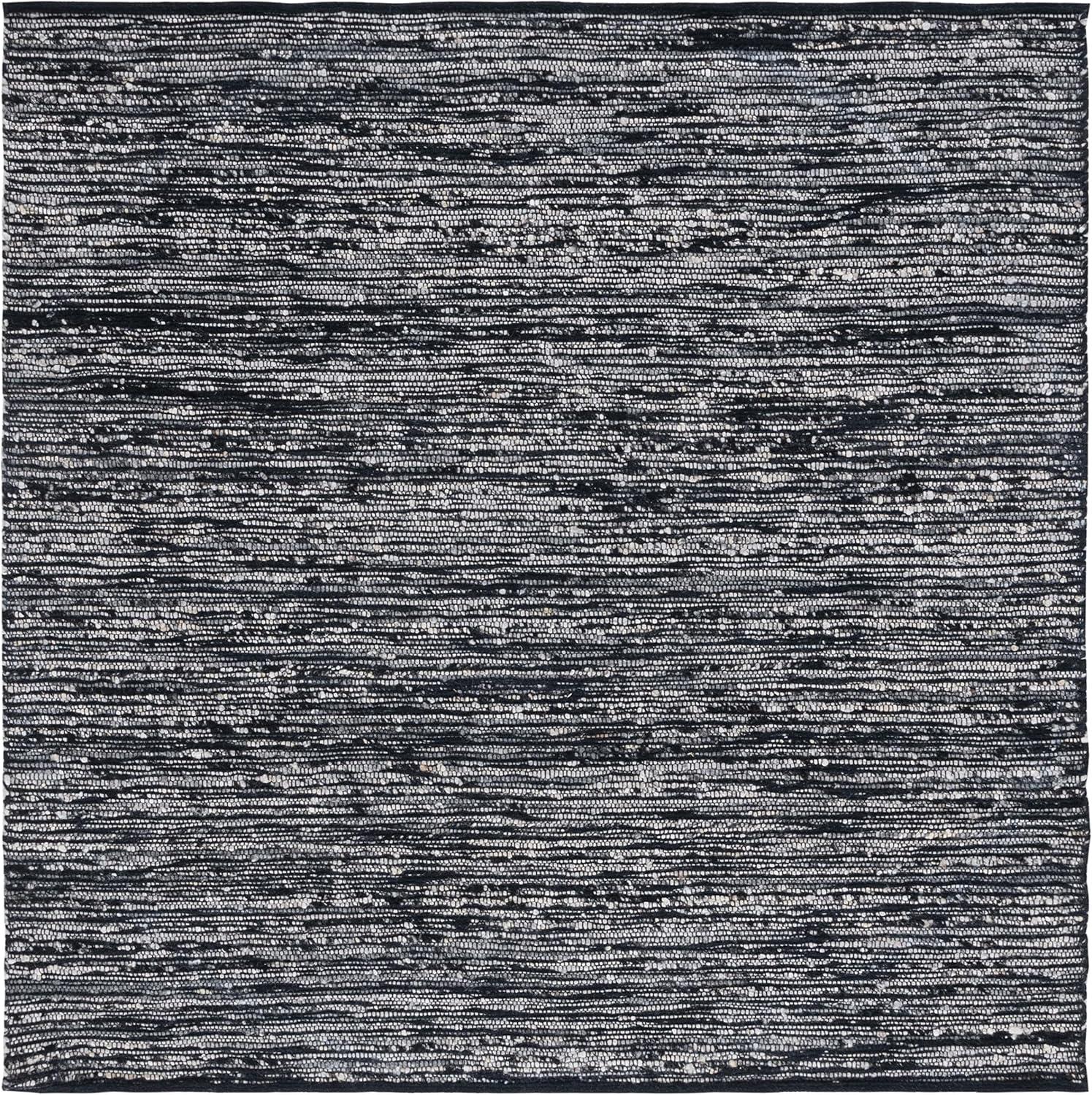 Natura NAT925 Flat Weave Indoor Area Rug - Black - 6'x6' - Safavieh