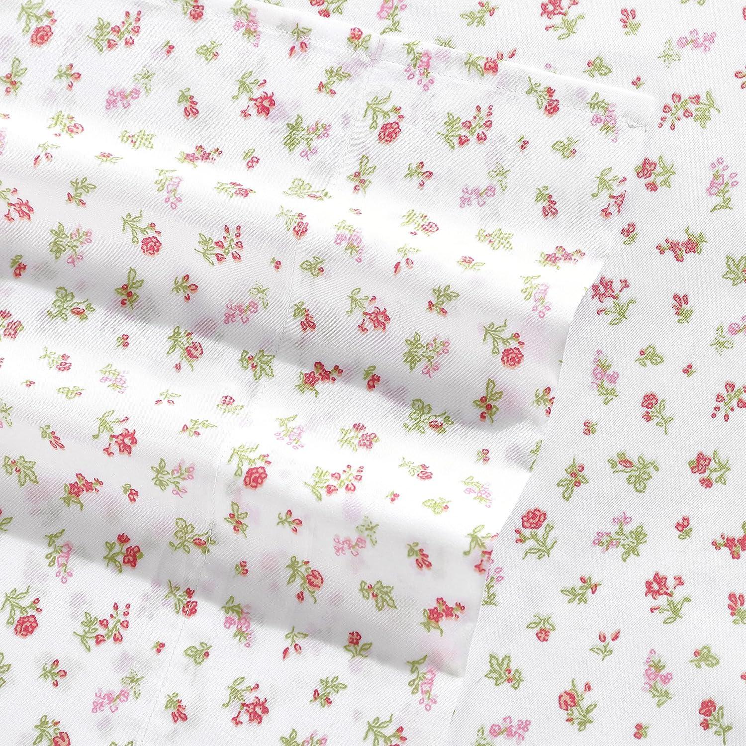 Mae Pink Floral Queen Polyester Microfiber Sheet Set