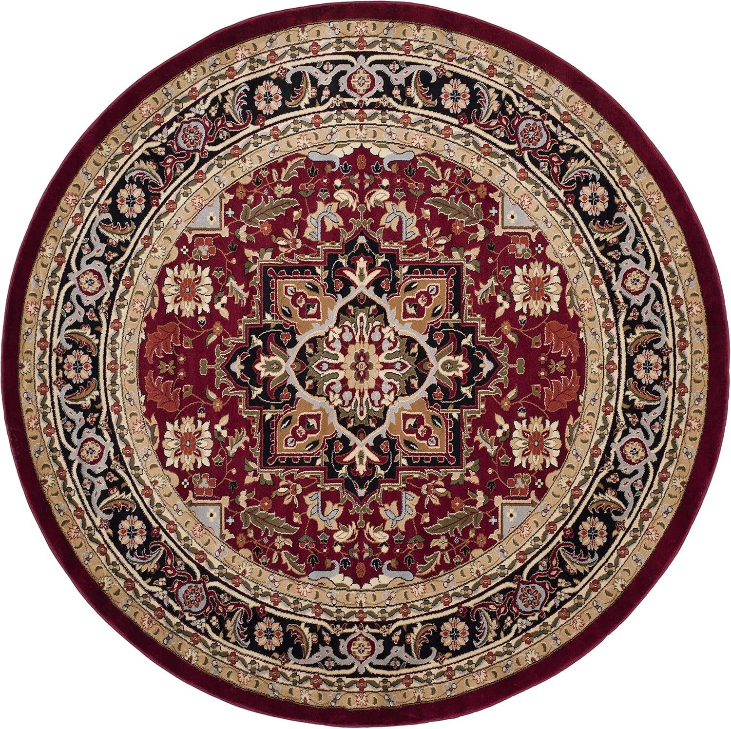 Lyndhurst Heriz LNH330 Power Loomed Area Rug - Red/Black - 8' Round - Safavieh