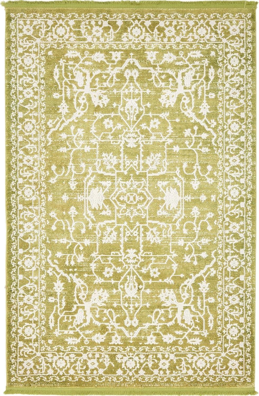 Unique Loom New Classical Collection Area Rug - Olympia (4' 1" x 6' 1" Rectangle Light Green/Ivory)