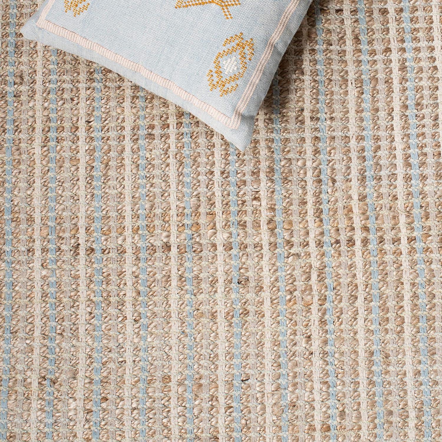 Natural Hand-Knotted Cotton Stripe 4' x 6' Area Rug