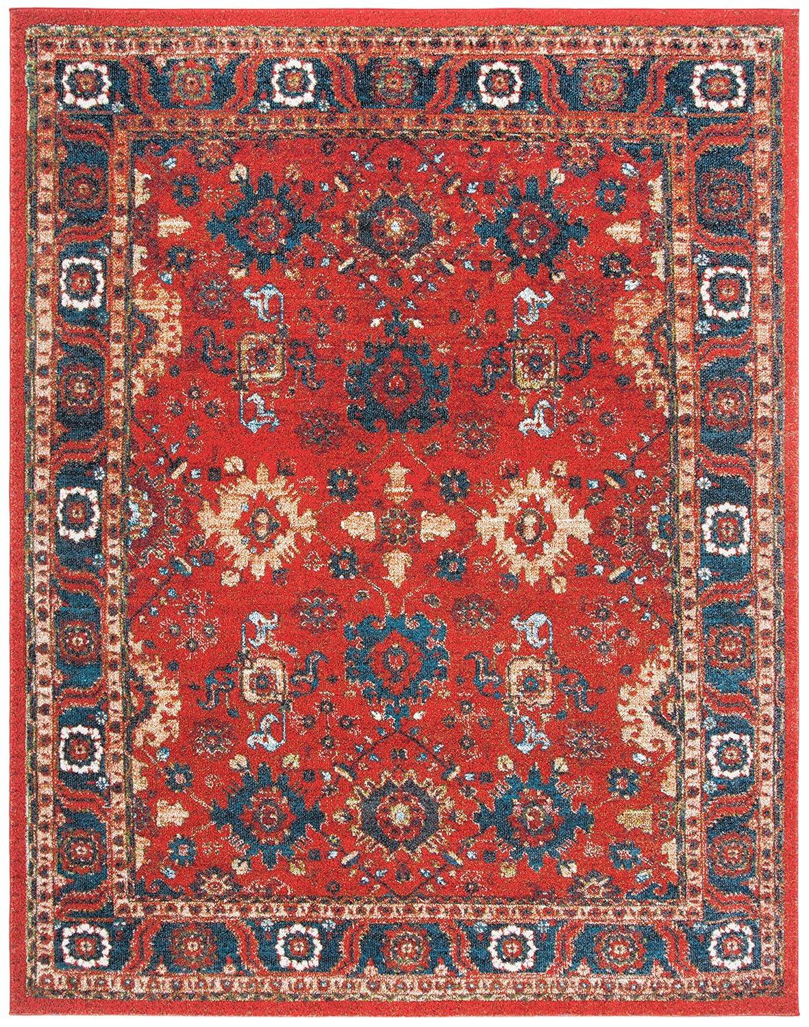 Vintage Hamadan VTH214 Power Loomed Indoor Area Rug - Orange/Blue - 6'7"x9' - Safavieh