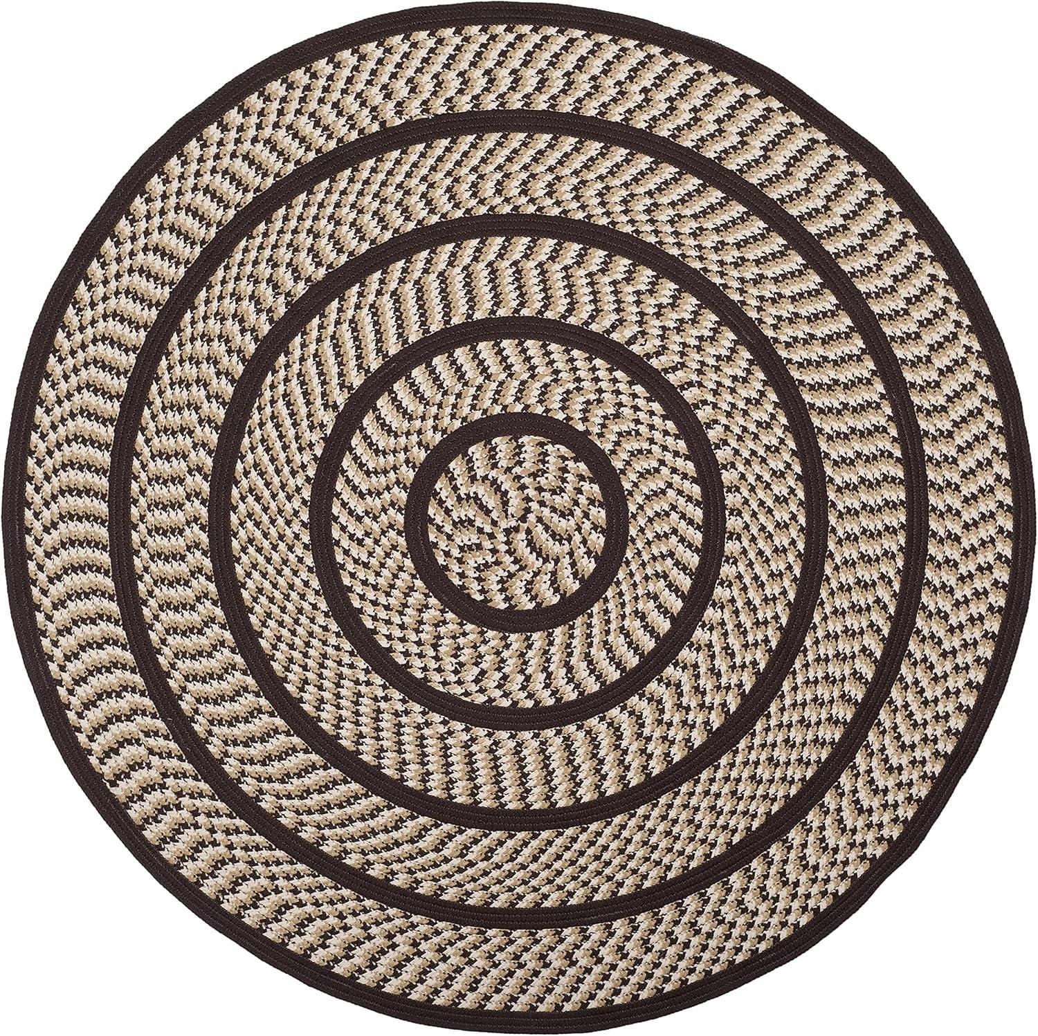 SAFAVIEH Braided Tanisha Color Bordered Area Rug, Ivory/Dark Brown, 6' x 6' Round