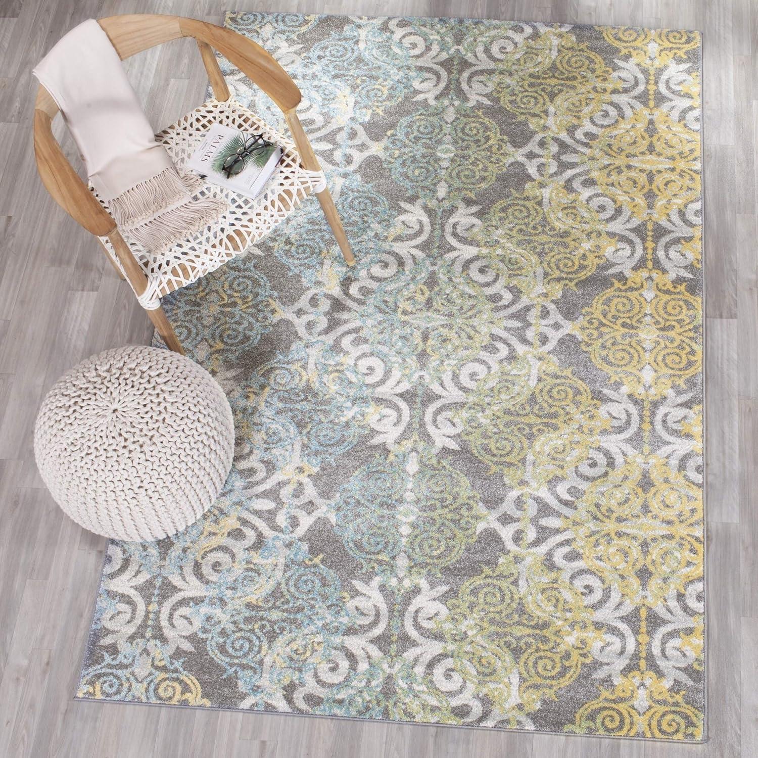 Evoke EVK230 Power Loomed Area Rug - Grey/Ivory - 12'x18' - Safavieh.