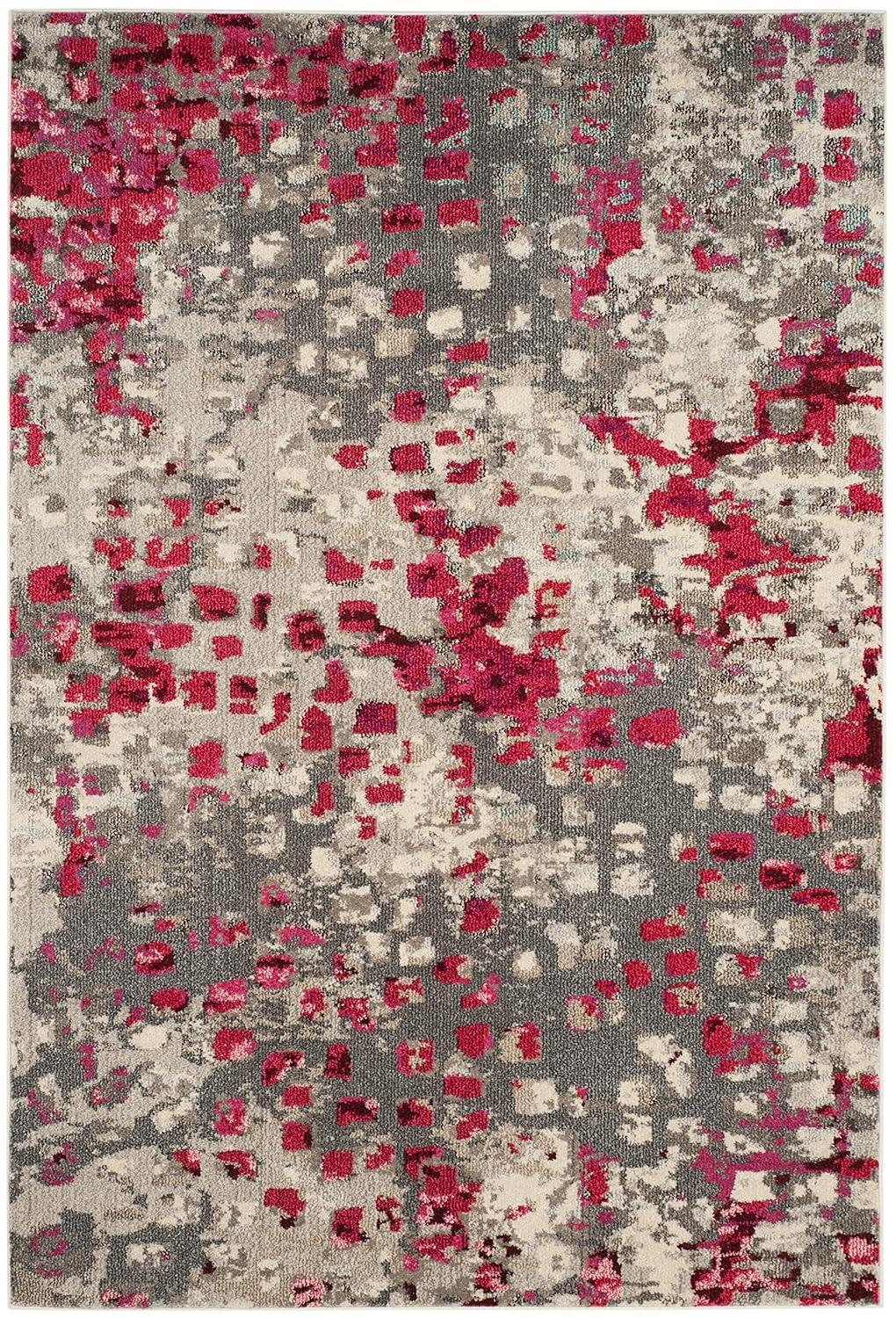 Monaco MNC225 Power Loomed Indoor Area Rug - Grey/Fuchsia - 5'1"x7'7" - Safavieh