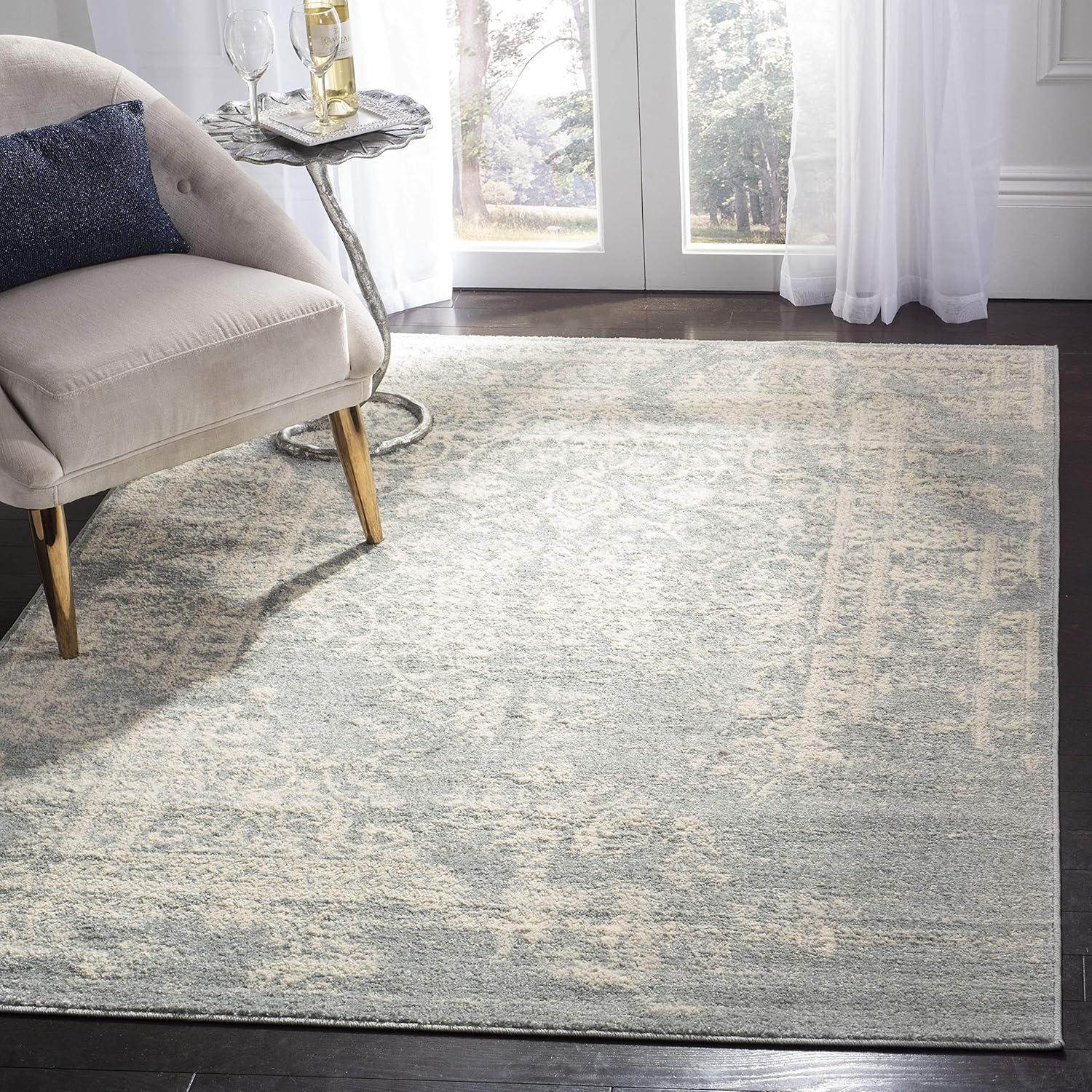 SAFAVIEH Adirondack Zoey Traditional Faded Area Rug, Slate/Ivory, 4' x 6'