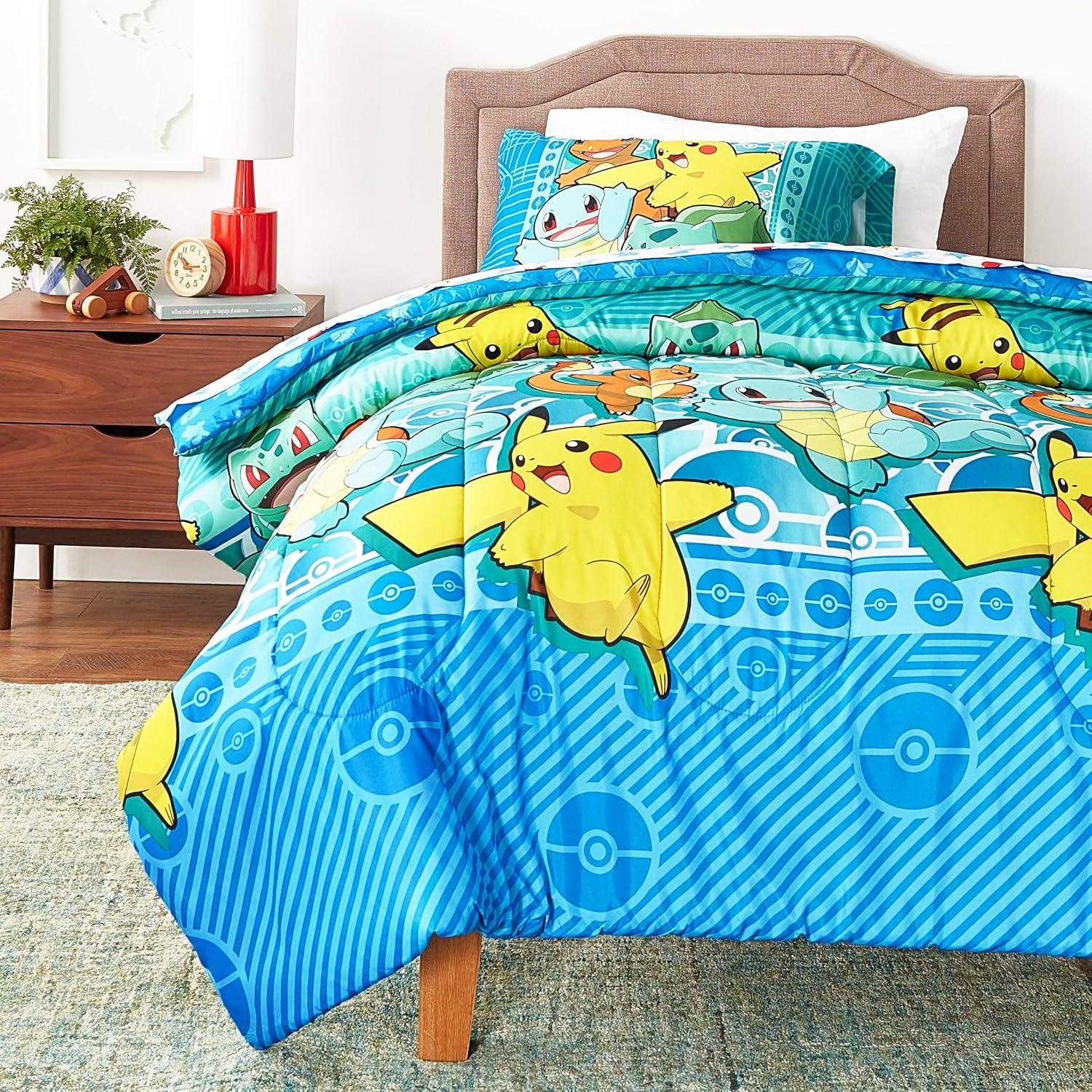 Pokemon First Starters Twin Multicolor Polyester Bed in a Bag Set