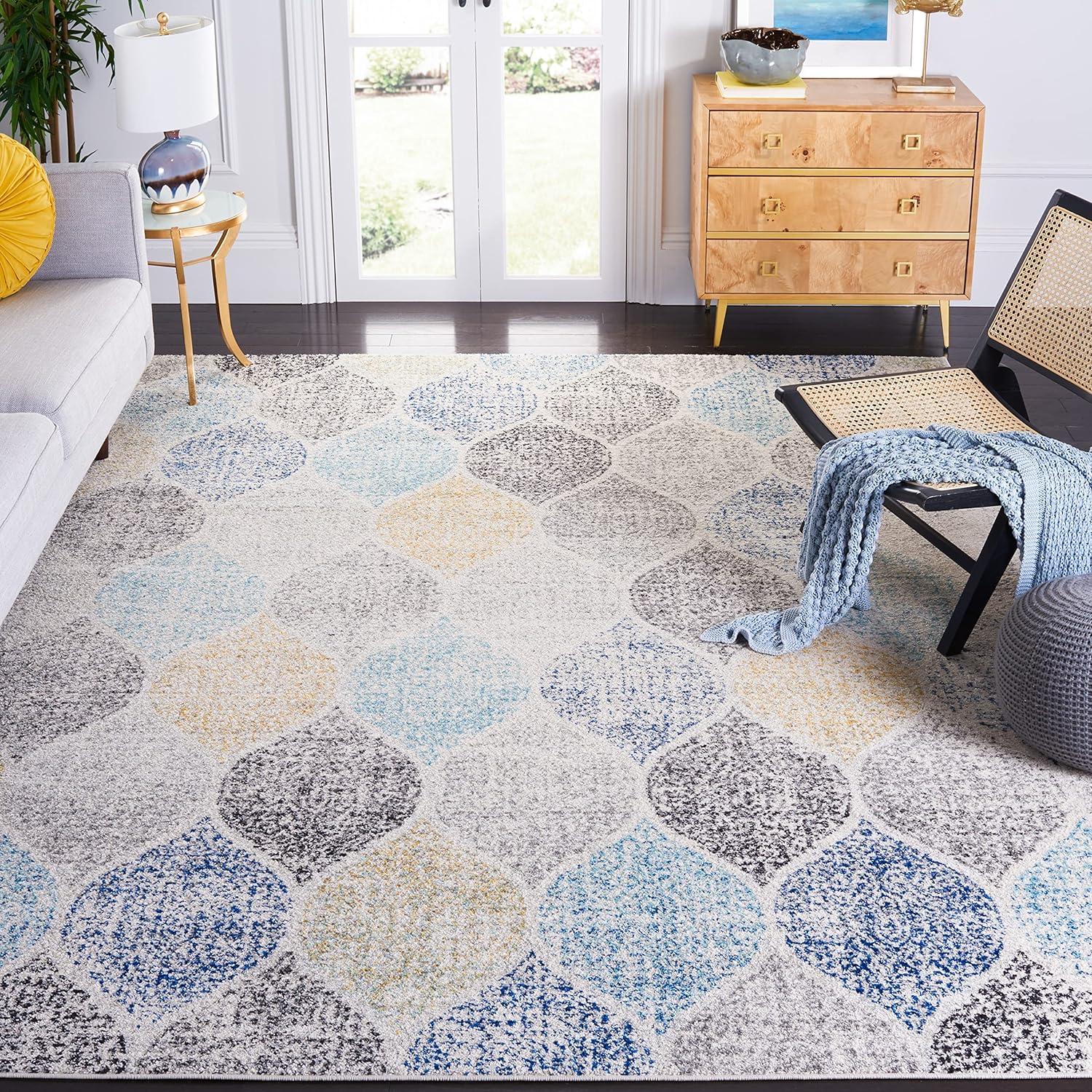 Madison MAD604 Power Loomed Indoor Area Rug - Ivory/Blue - 6'7"x9'2" - Safavieh