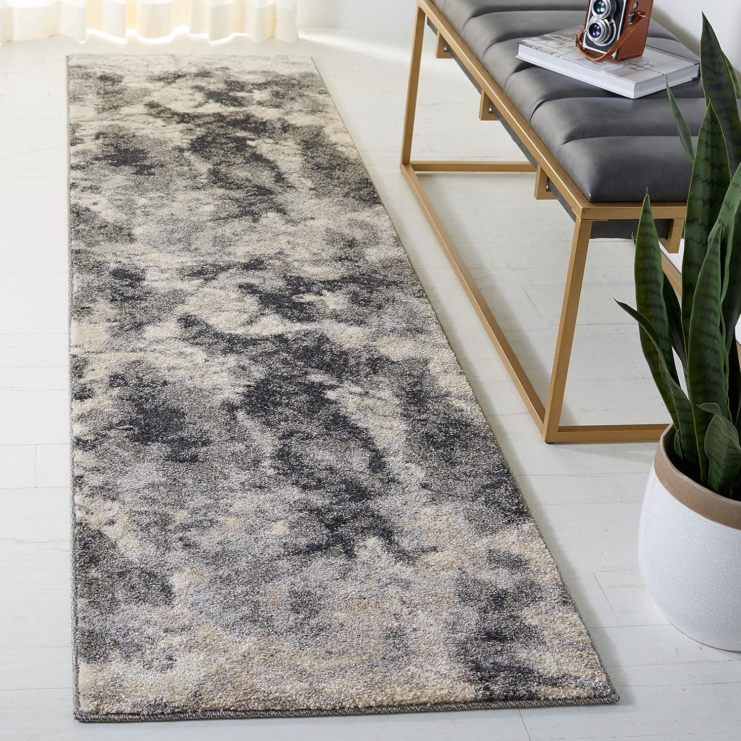 Retro RET2141 Power Loomed Runner Rug - Cream/Grey - 2'3"x9' - Safavieh.