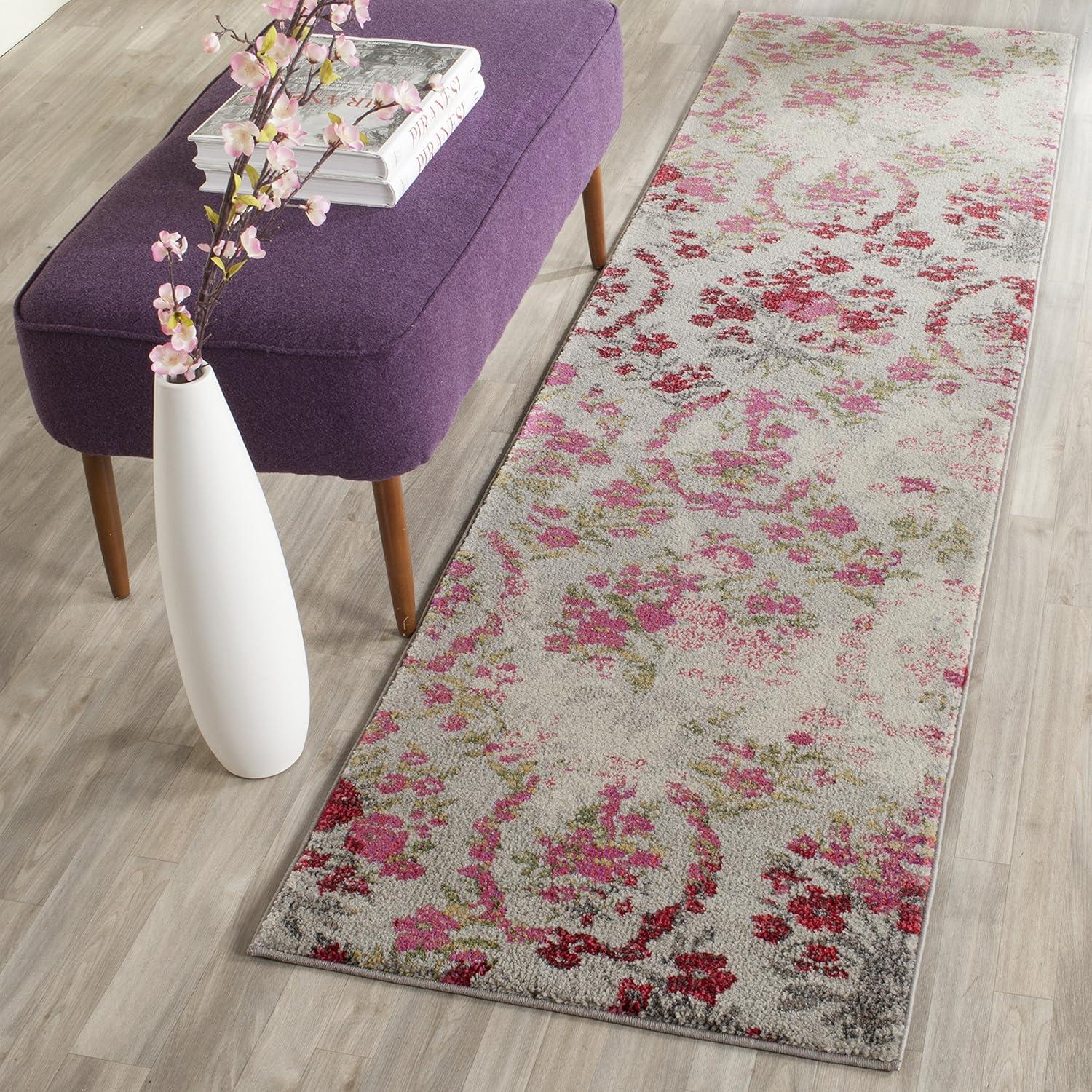 Monaco MNC205 Power Loomed Indoor Runner Rug - Ivory/Pink - 2'2"x12' - Safavieh.