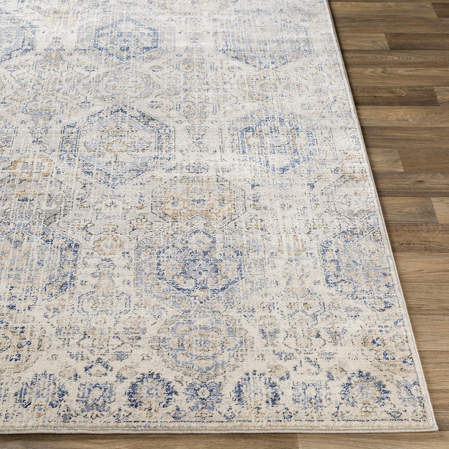 Arlene Blue and Beige Synthetic 5' x 7' Area Rug