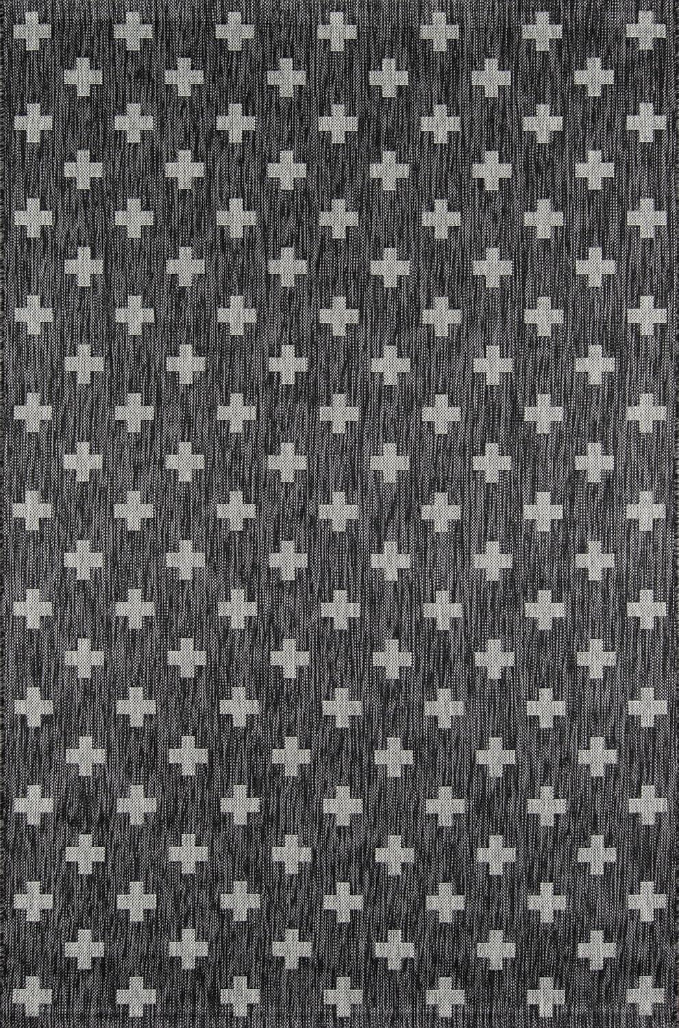 Charcoal Synthetic Geometric Braided 9'3" x 12'6" Rectangular Rug