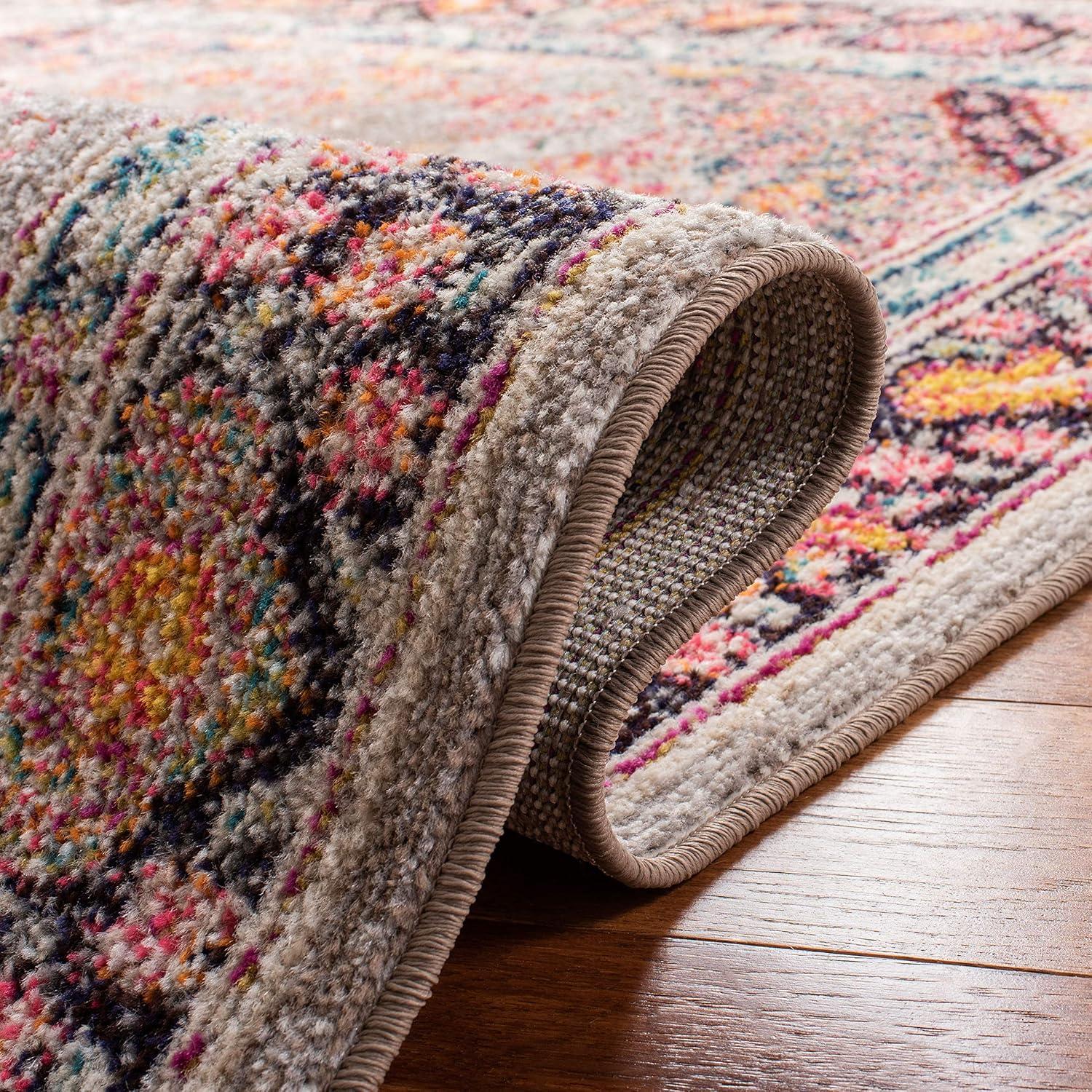 Madison 200 MAD252 Power Loomed Indoor Area Rug - Grey/Fuchsia - 4'x6' - Safavieh