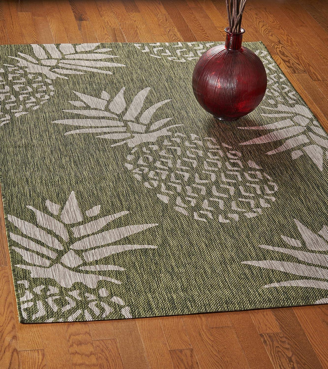 5â€™ x 7â€™ Green Pineapple Indoor Outdoor Area Rug
