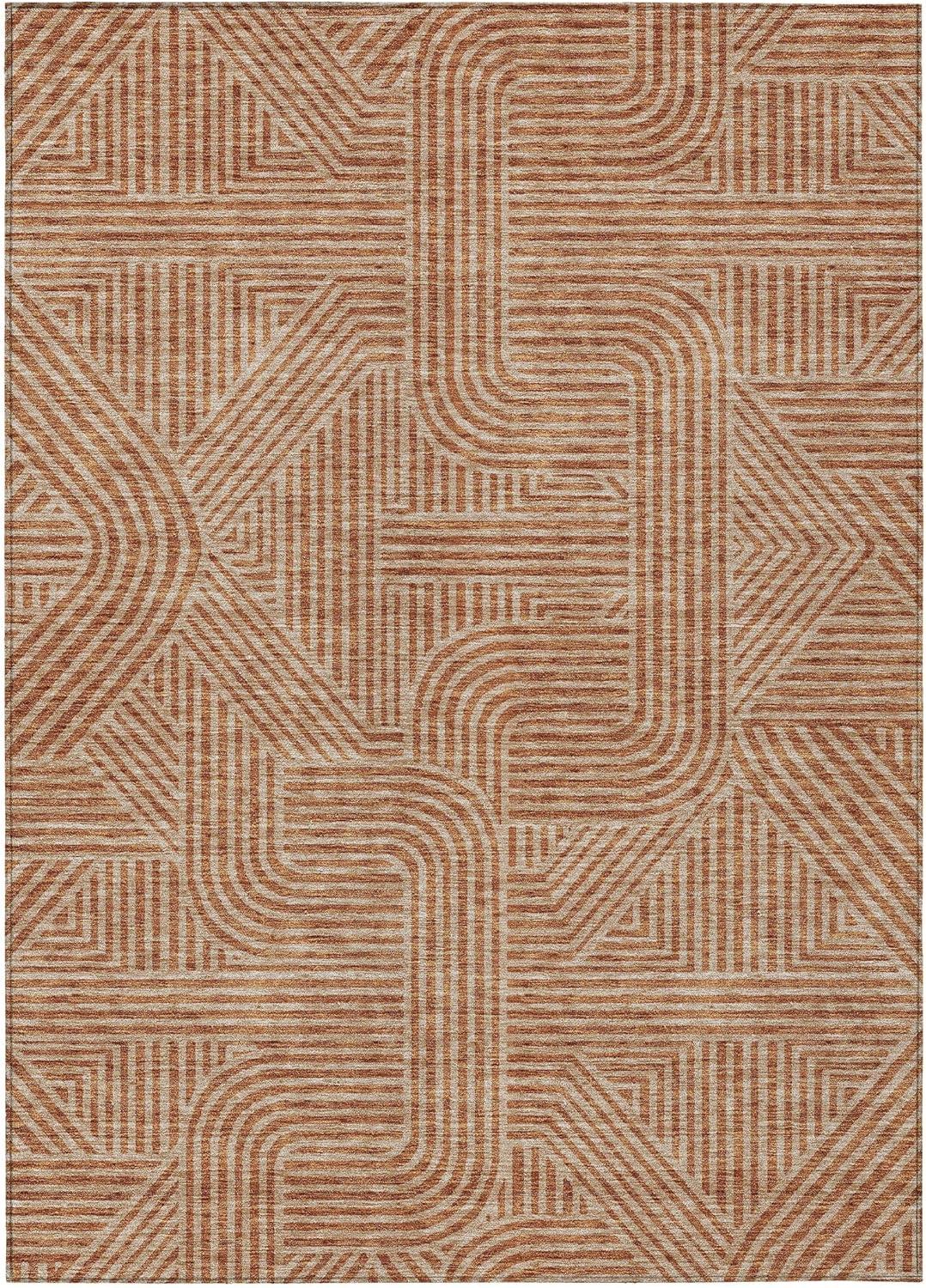 Terracotta Synthetic Flat Woven Rectangular Indoor/Outdoor Rug