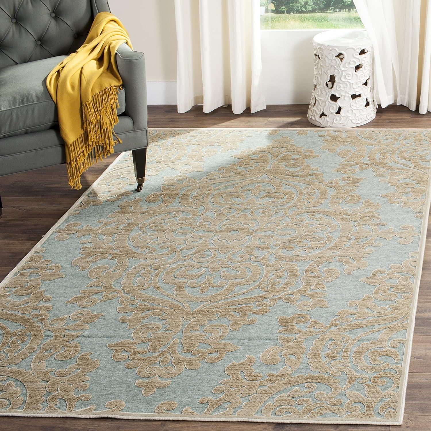 Paradise PAR390 Power Loomed Area Rug - Stone/Aqua - 5'3"x7'6" - Safavieh.
