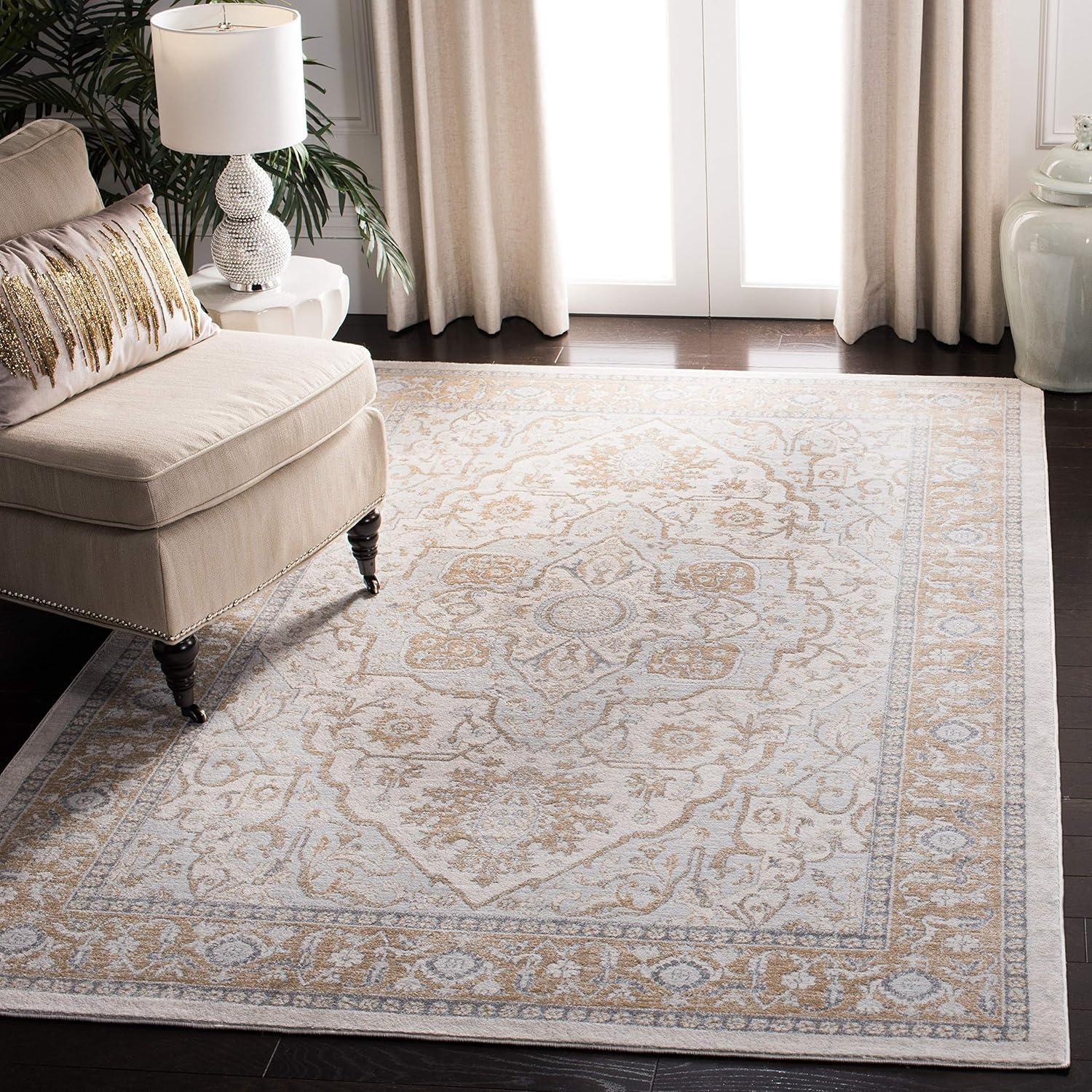 Isabella ISA936 Power Loomed Area Rug - Cream/Beige - 6'7"x6'7" - Safavieh