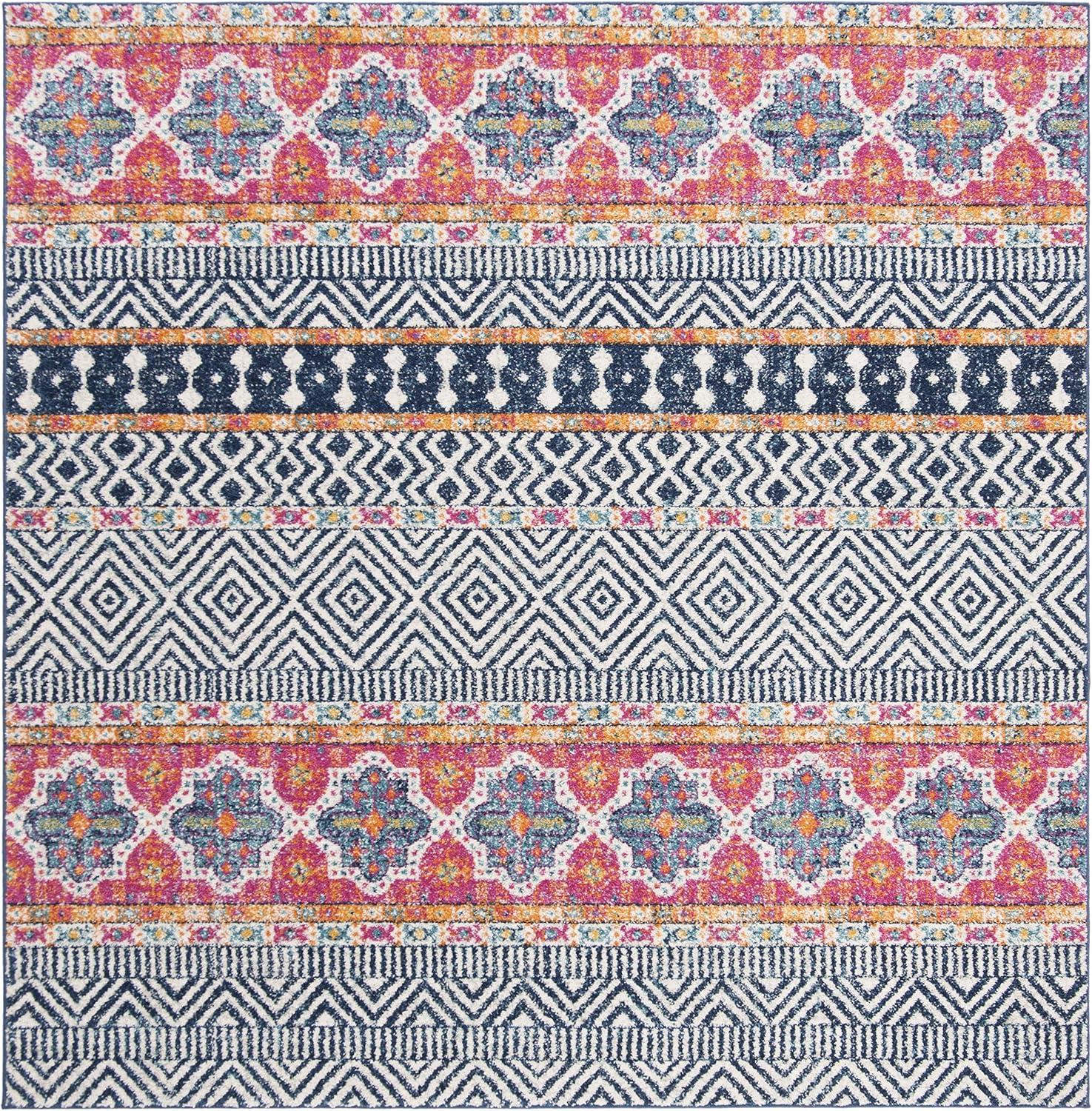 Madison MAD797 Power Loomed Indoor Area Rug - Navy/Ivory - 6'7"x6'7" - Safavieh.